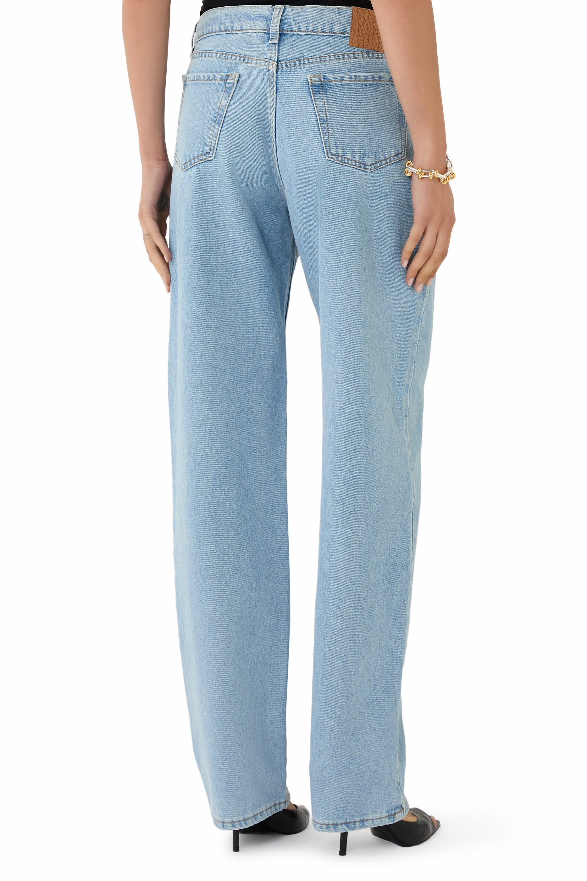 بنطال بقصة ساق مستقيمة دنيم