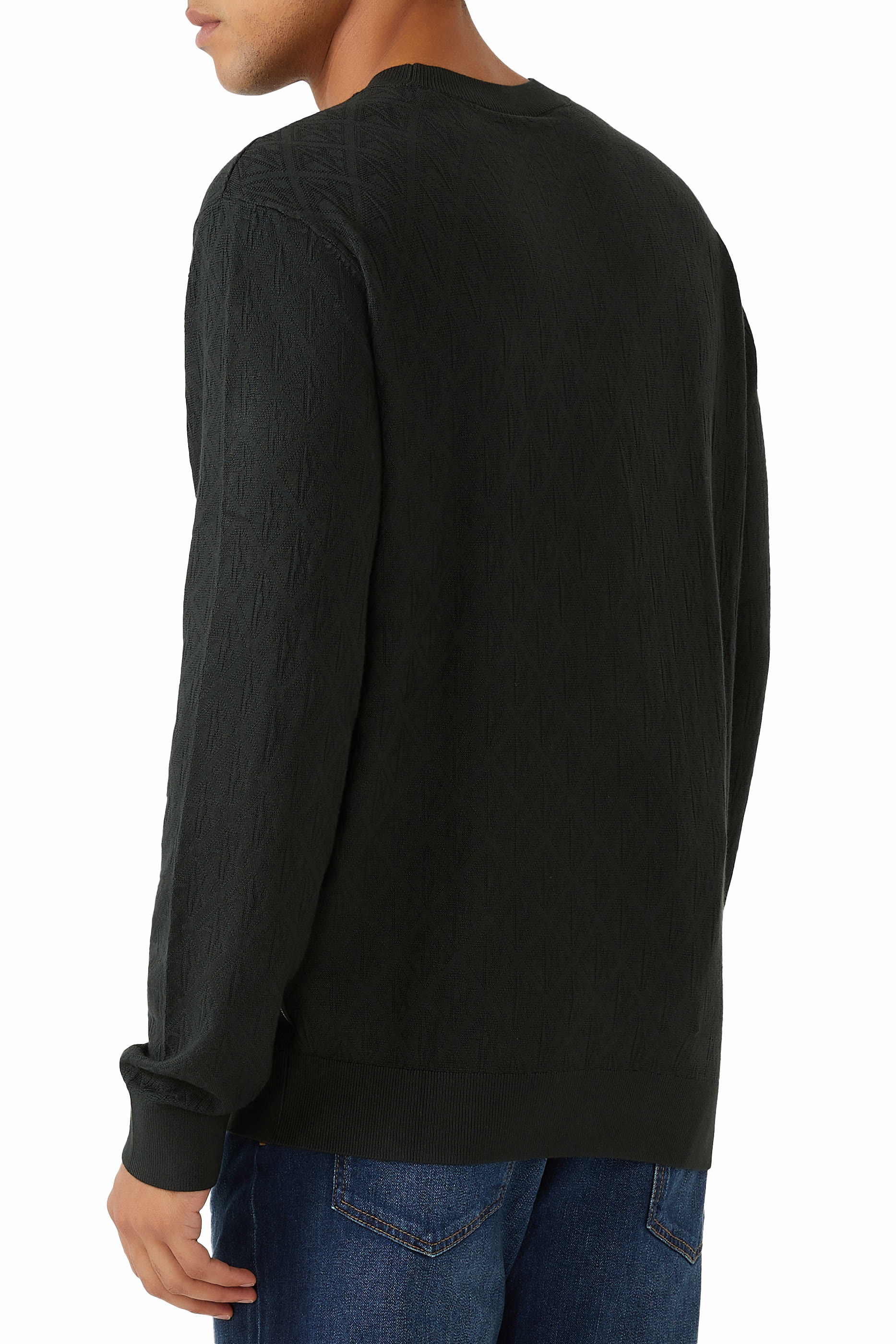 سويت شيرت بياقة ضيقة بشعار الماركة بنفس اللون