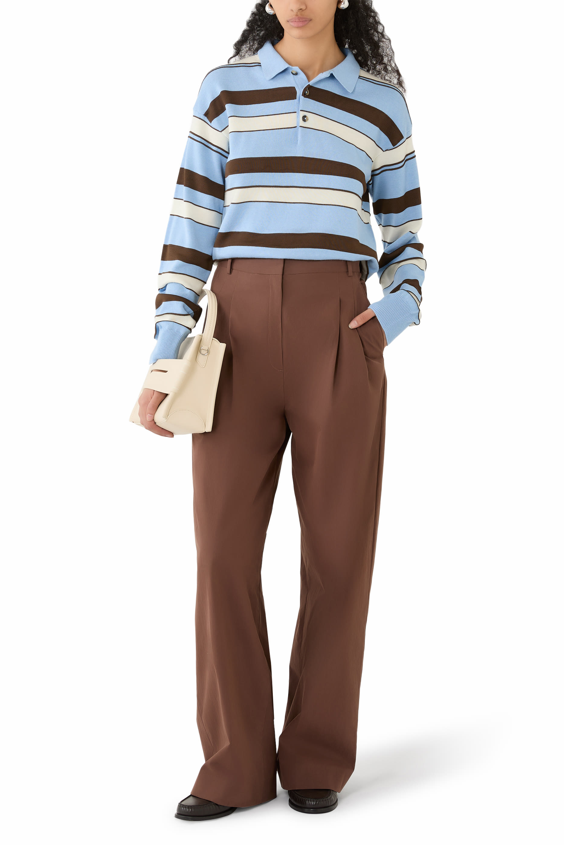 بلوزة بولو رغبي منسوجة مخططة