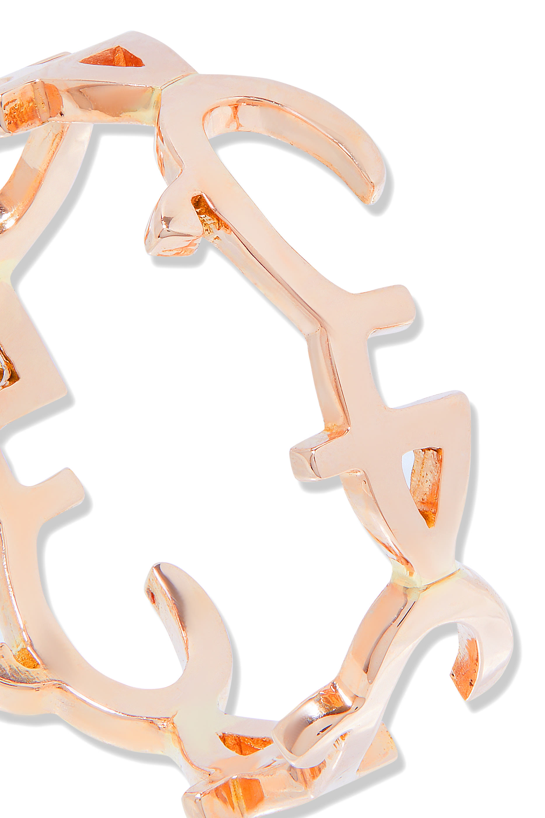 خاتم بتصميم كلمة حب مايا ذهب وردي عيار 18