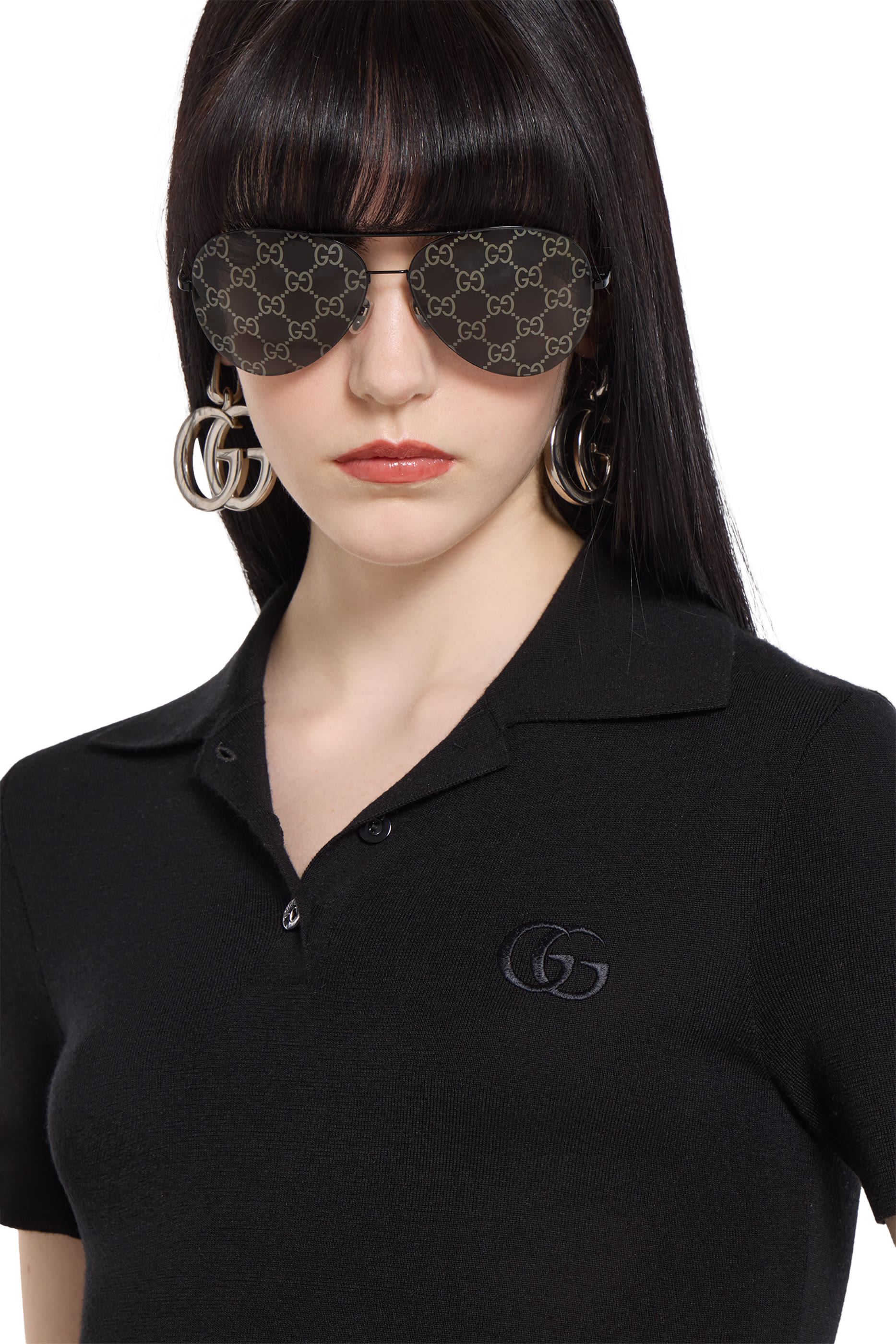 قميص بولو مطرز كشمير وحرير