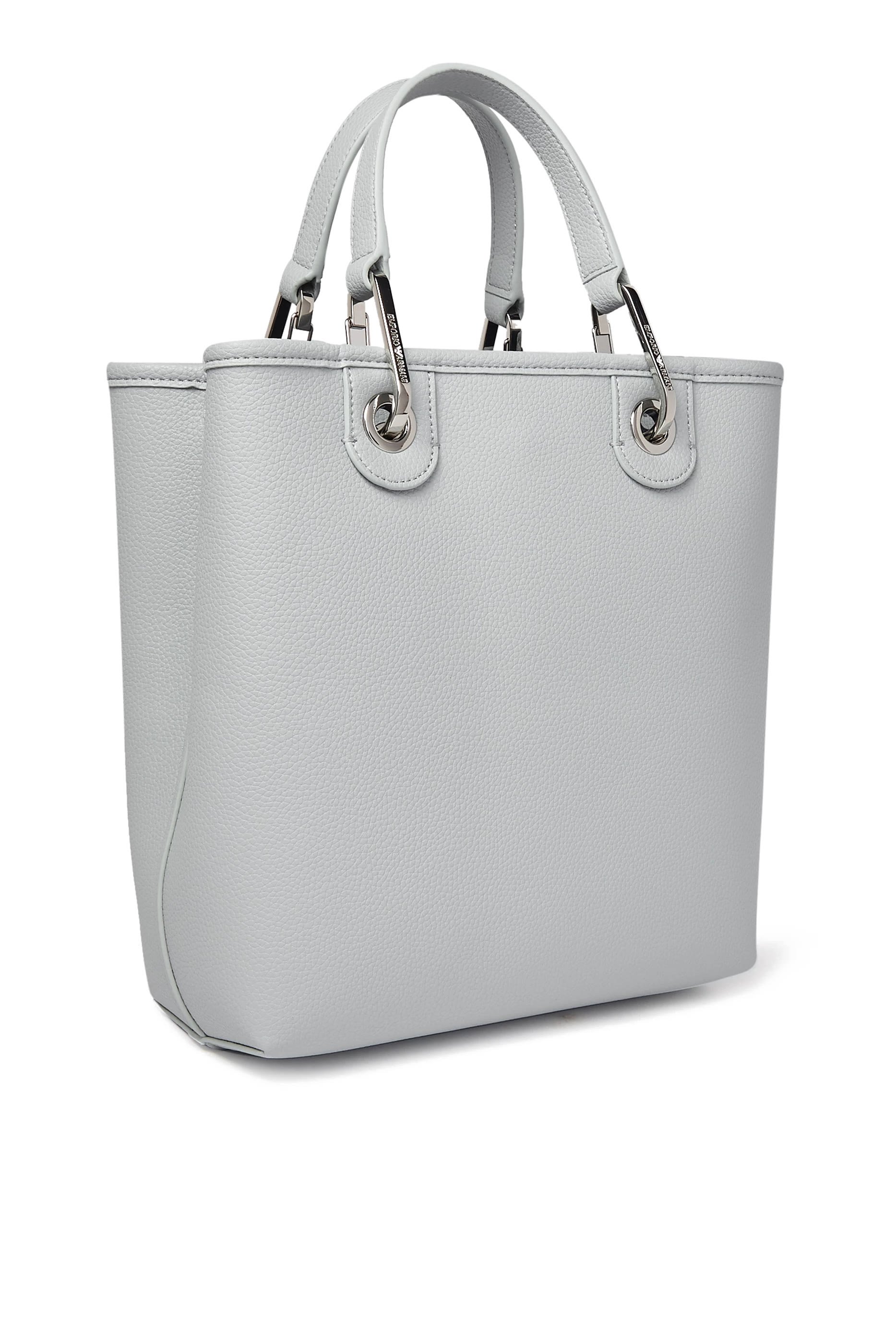 حقيبة يد بشعار الماركة بنقشة جلد غزال