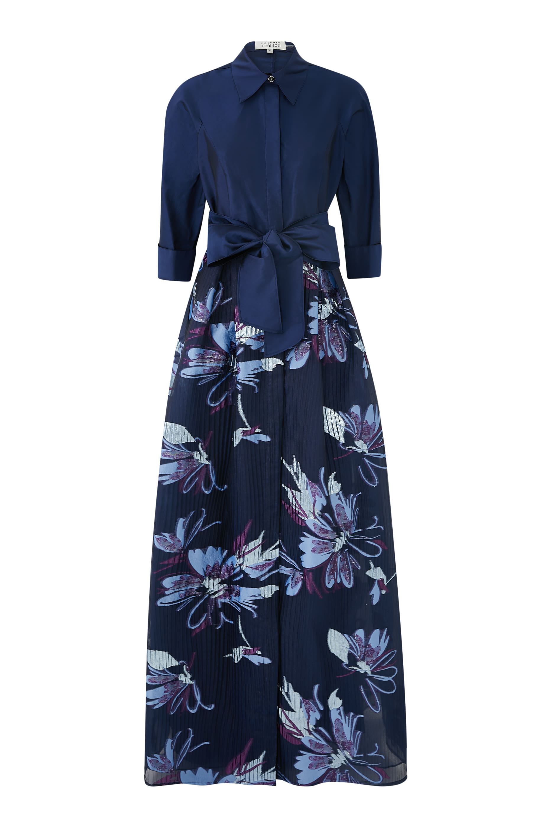 فستان سهرة مزخرف بزهور وأورجانزا ألتفتا بارز الملمس