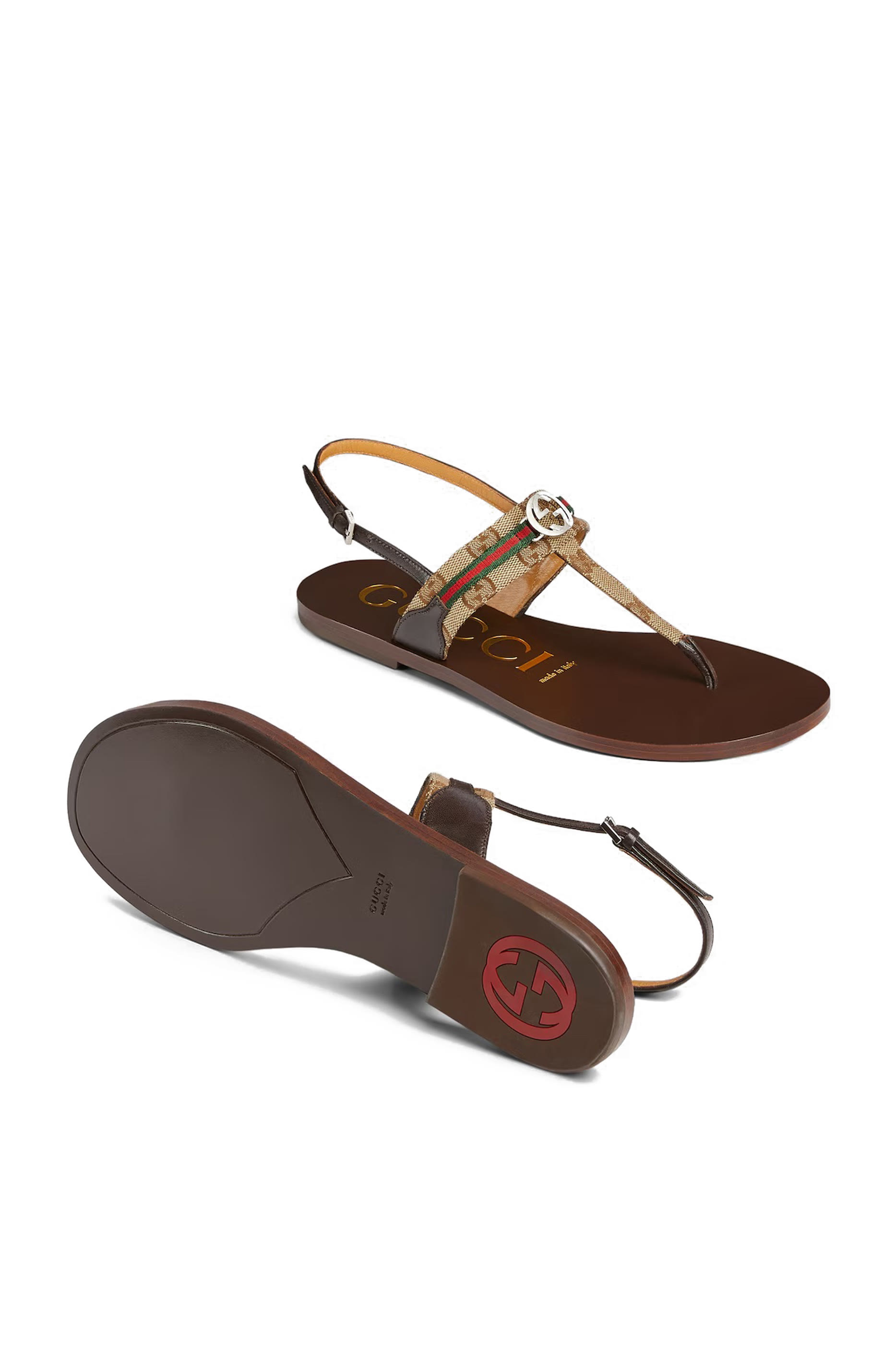 صندل بتصميم متداخل بشريط ويب بنقشة حرفي شعار الماركة