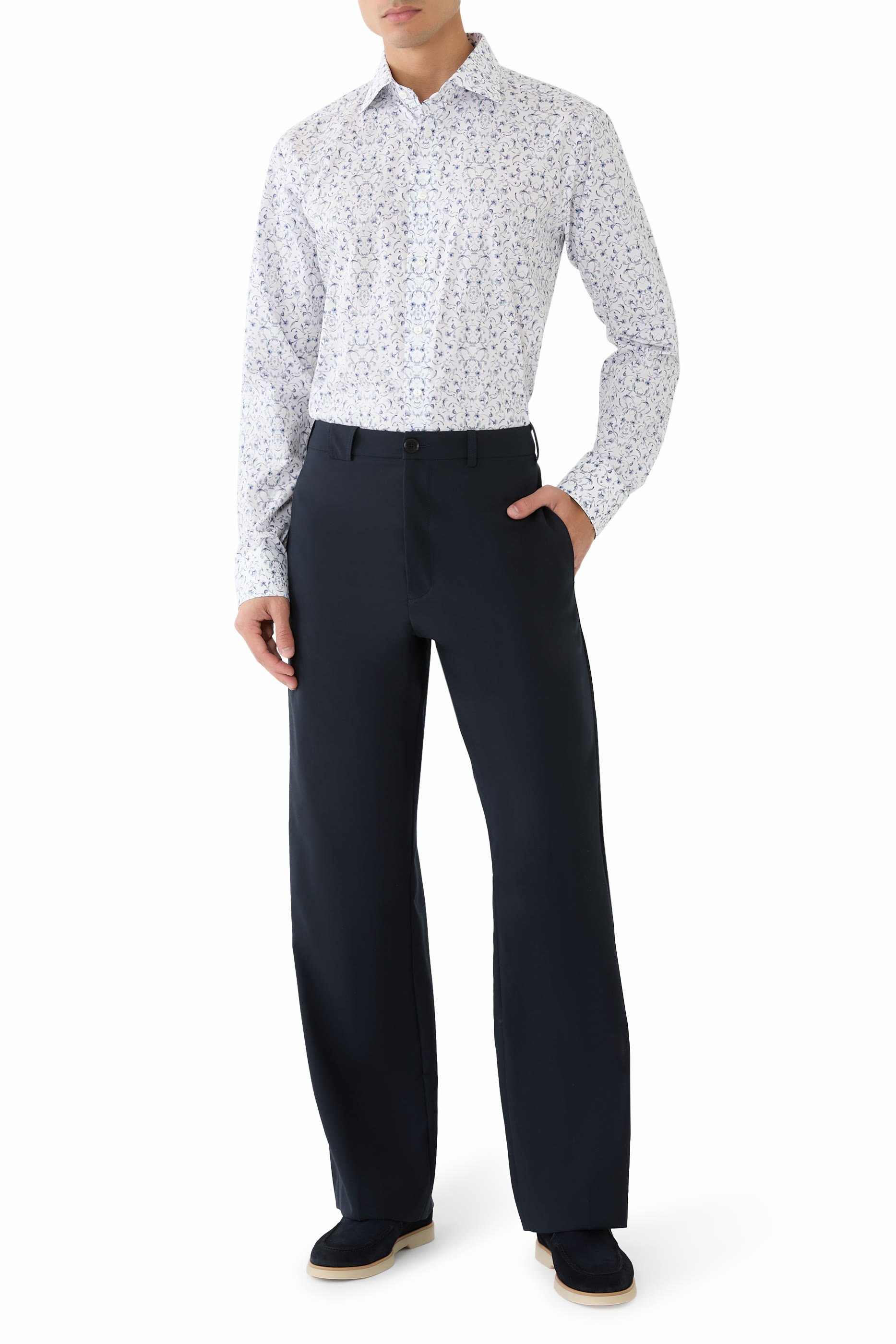 قميص مزين بزهور تويل ناعم