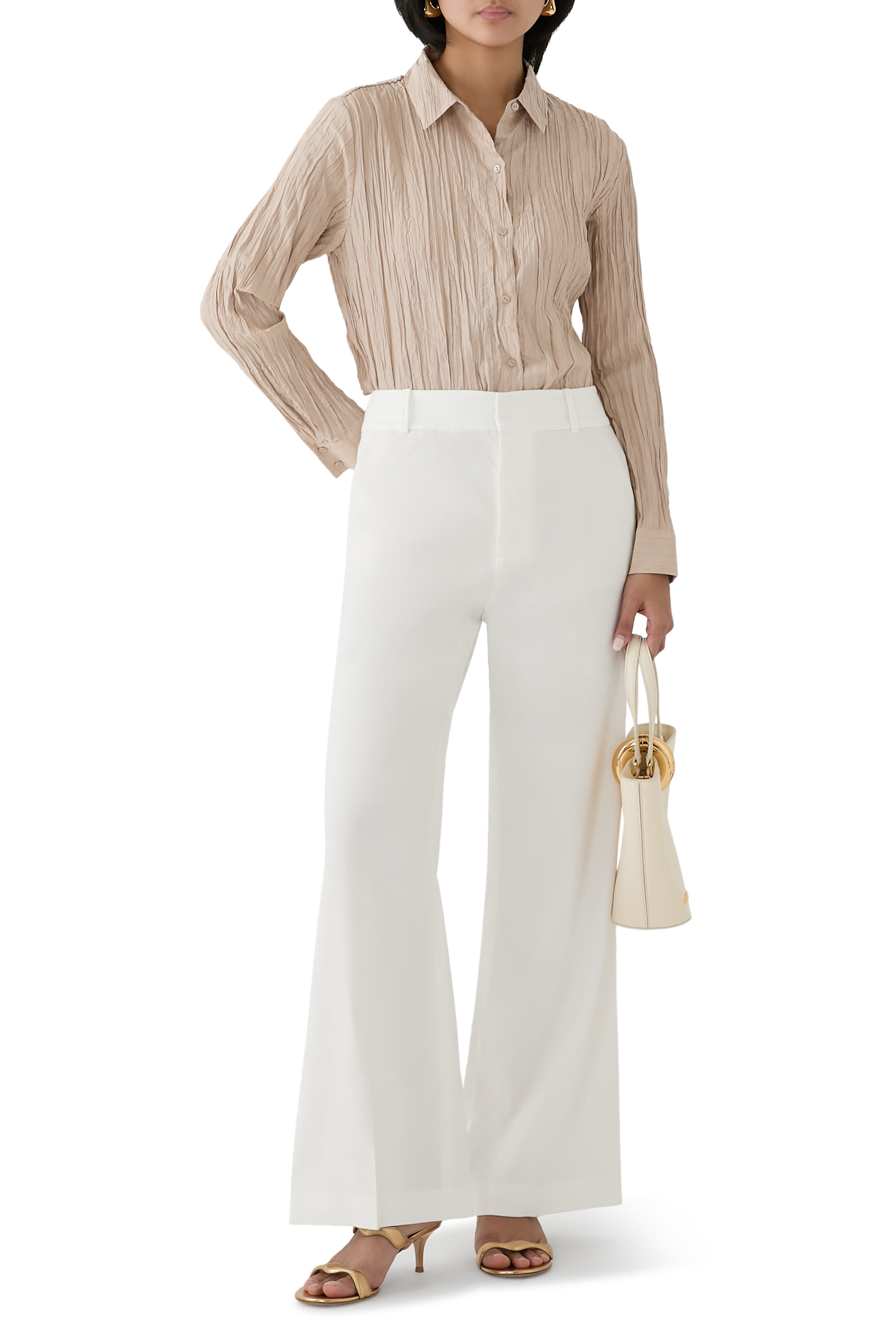 قميص هابوتاي بياقة كلاسيكية حرير مجعد