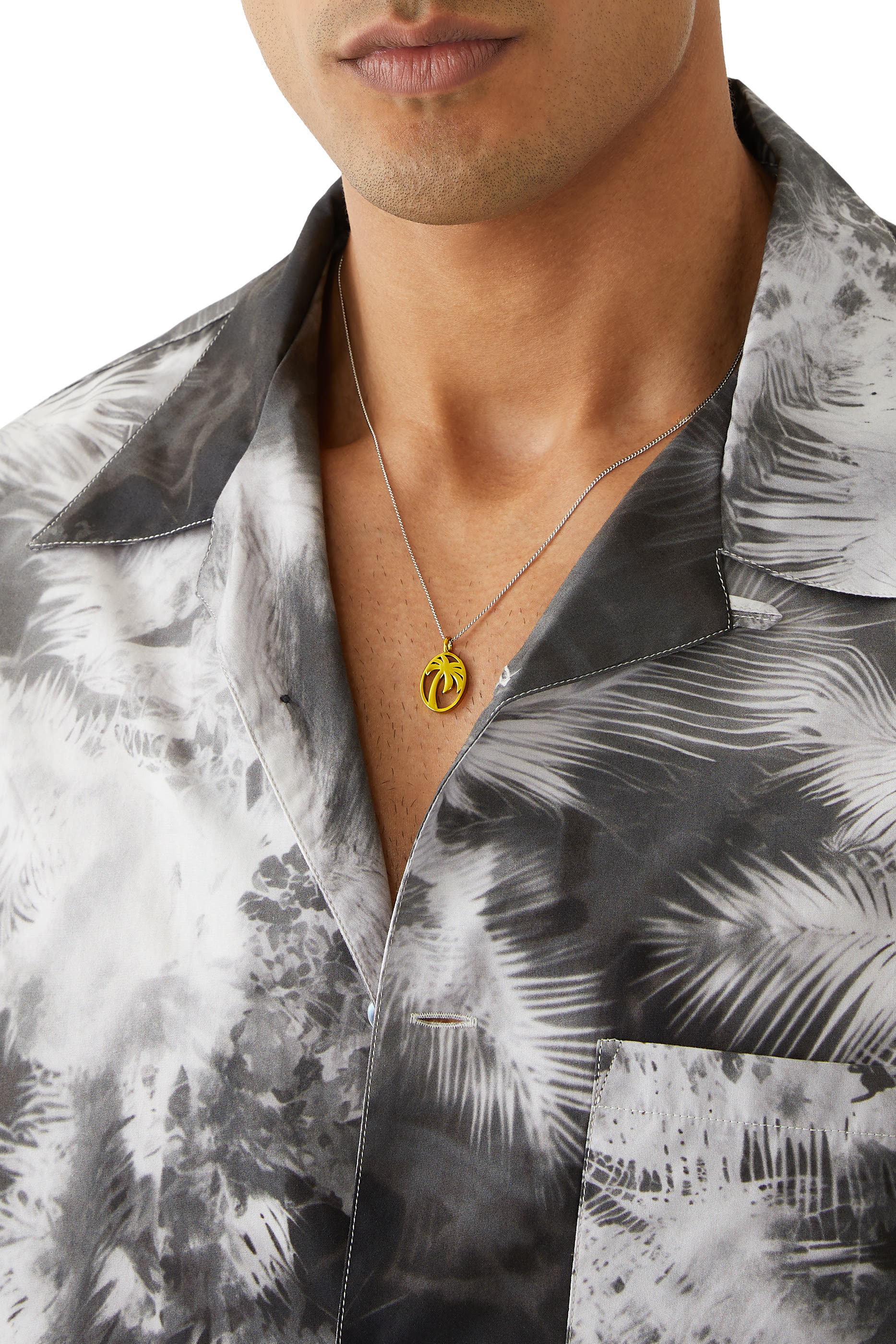 قلادة بدلاية بيضاوية على شكل شجرة نخيل نحاس