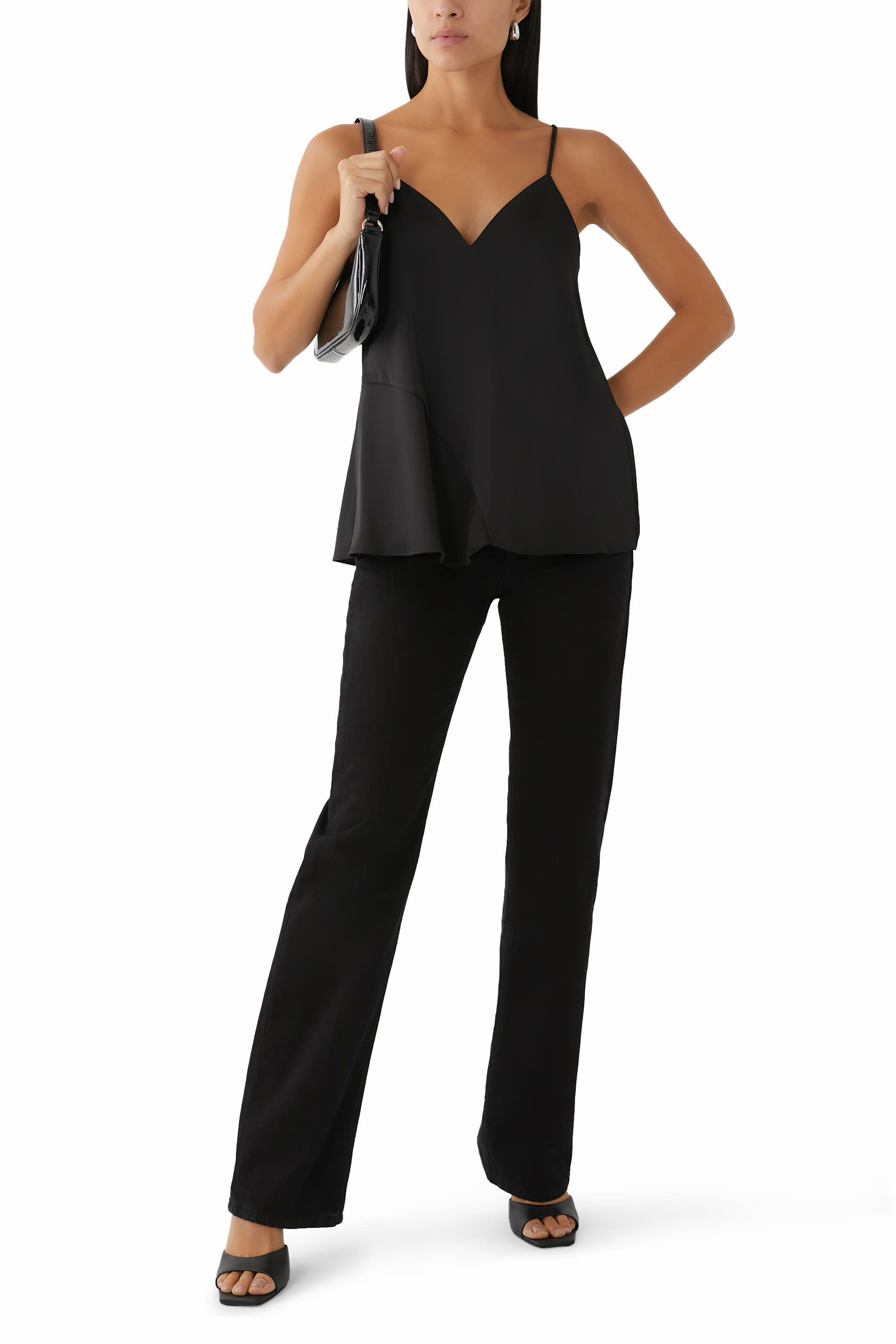 بلوزة قماش ستان غير لامع