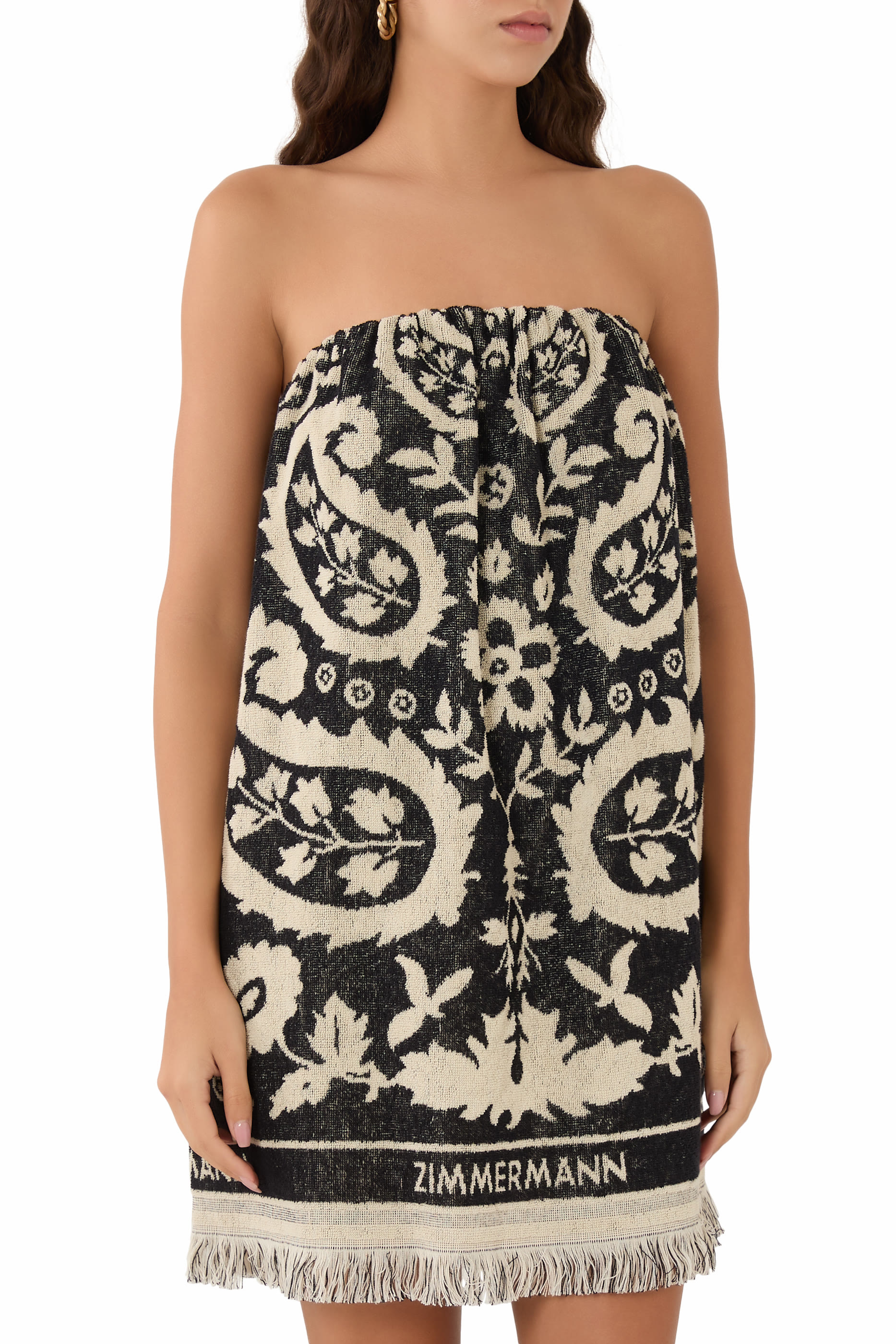 فستان ريانون قصير قماش منشفة