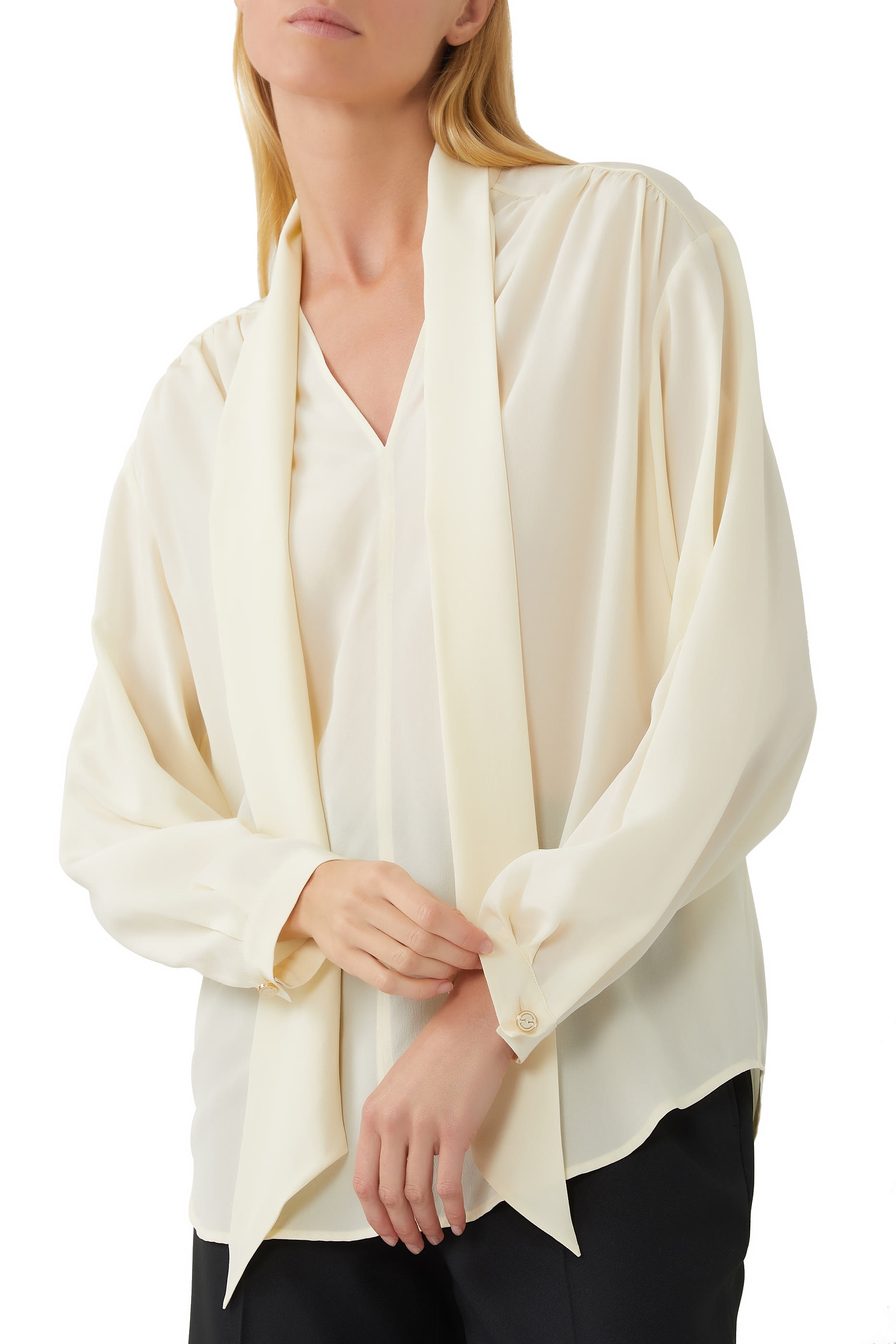 قميص كريب ستان بربطة فيونكة