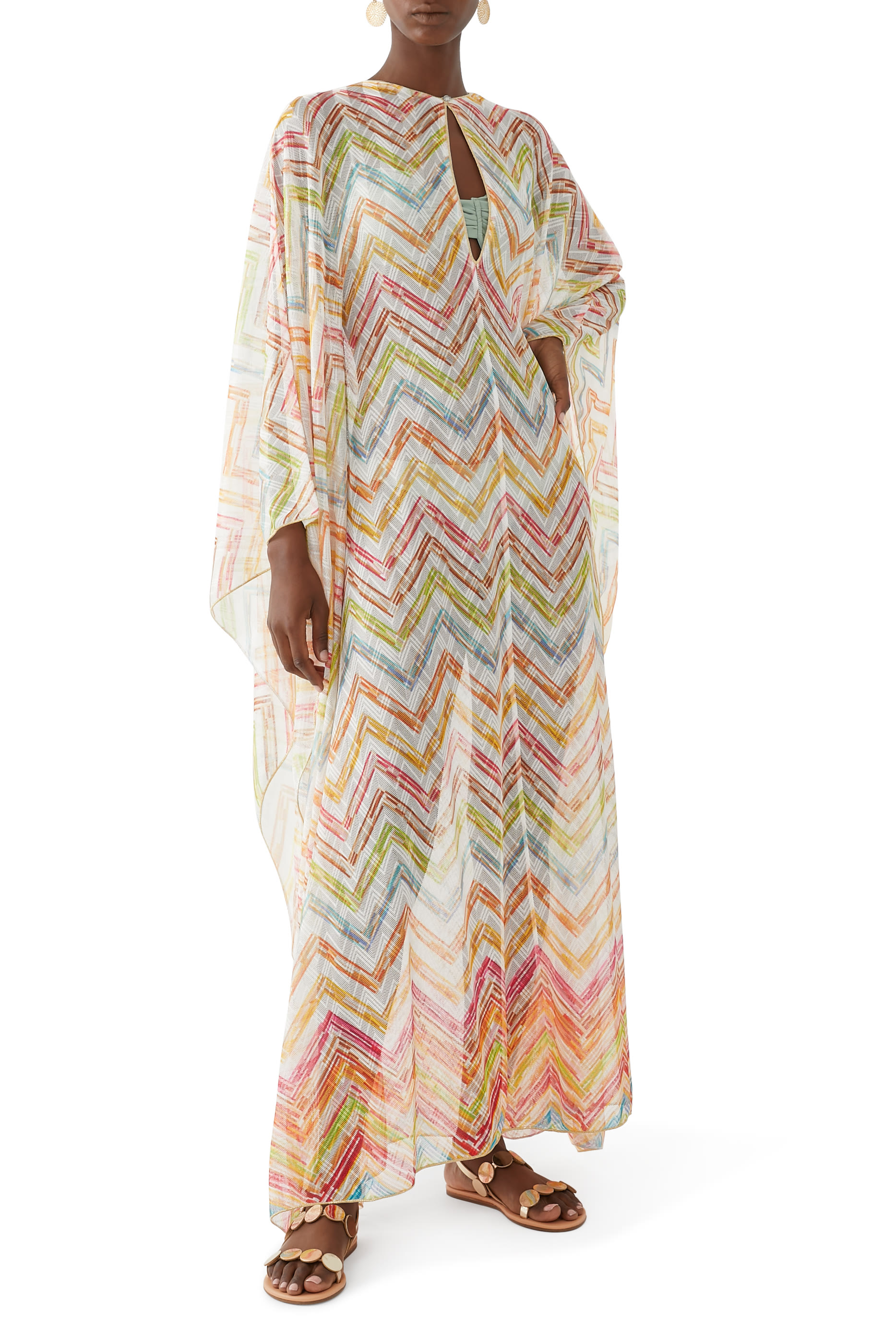 قفطان مار طويل راشيل بنقشة خطوط متعرجة