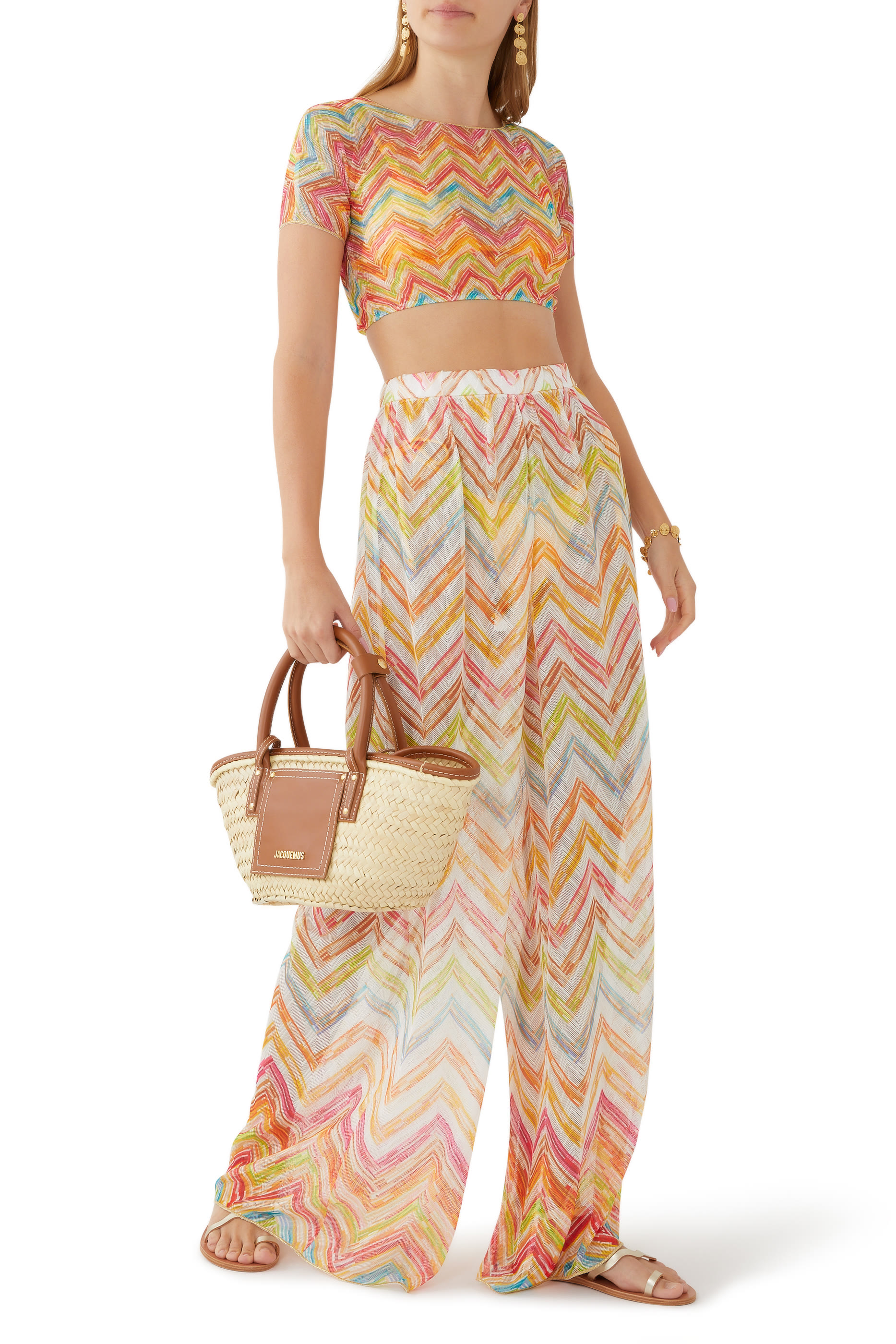 بنطال ماري بقصة ساق واسعة بنقشة متعرجة راشيل