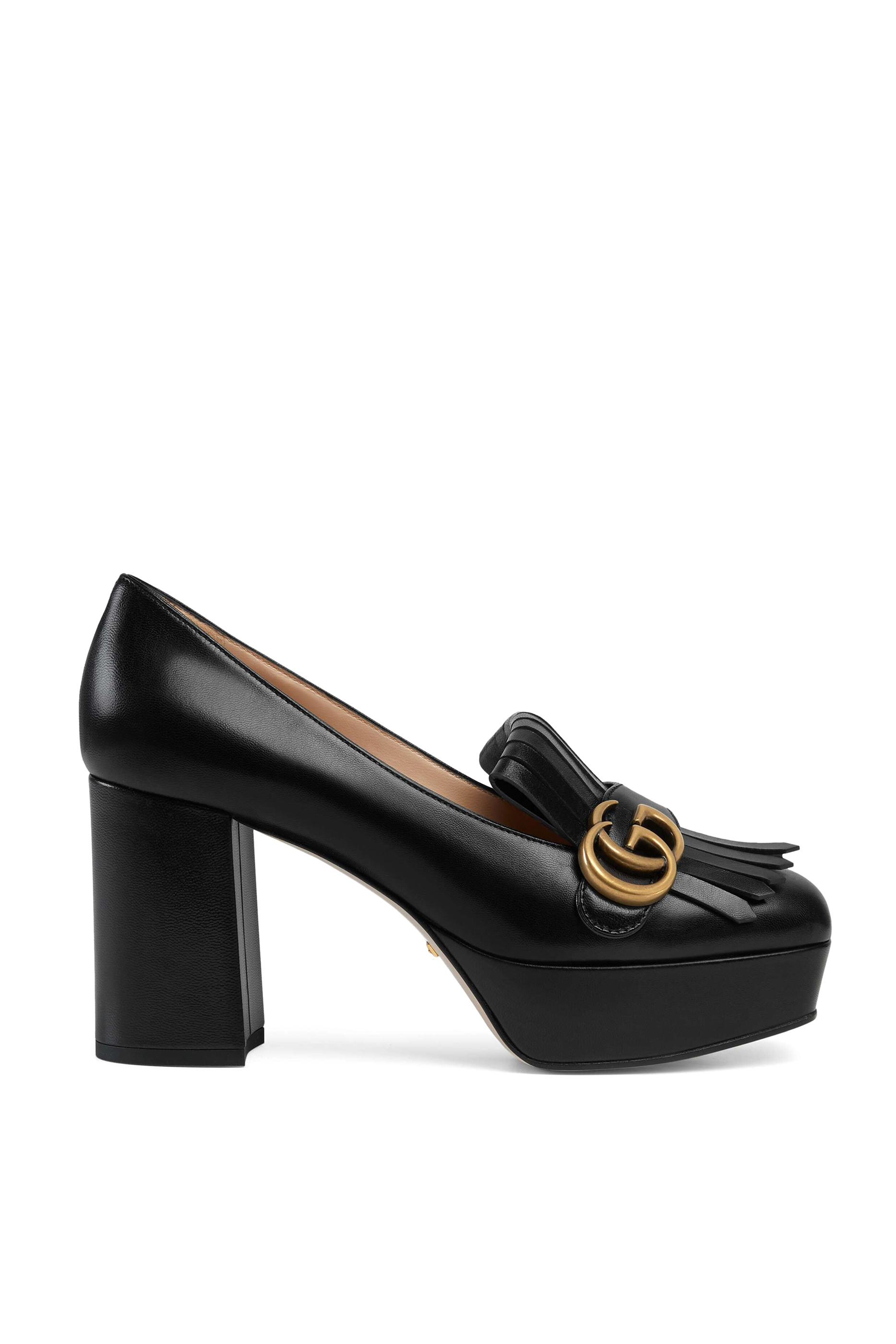 حذاء كلاسيك جلد بنعل سميك وشرابة