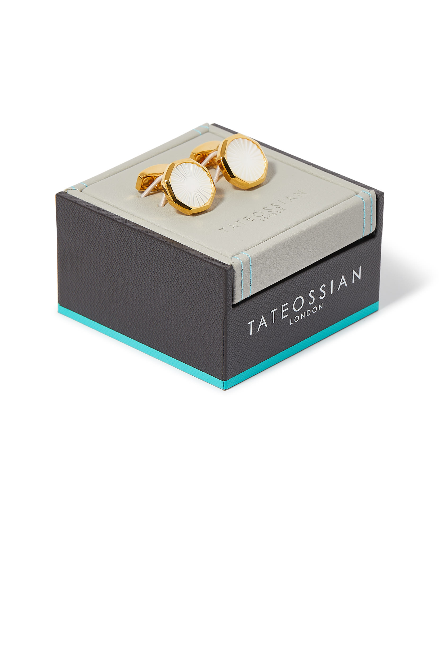 أزرار أكمام بتصميم مثمن بنقشة غيلوش، ذهب