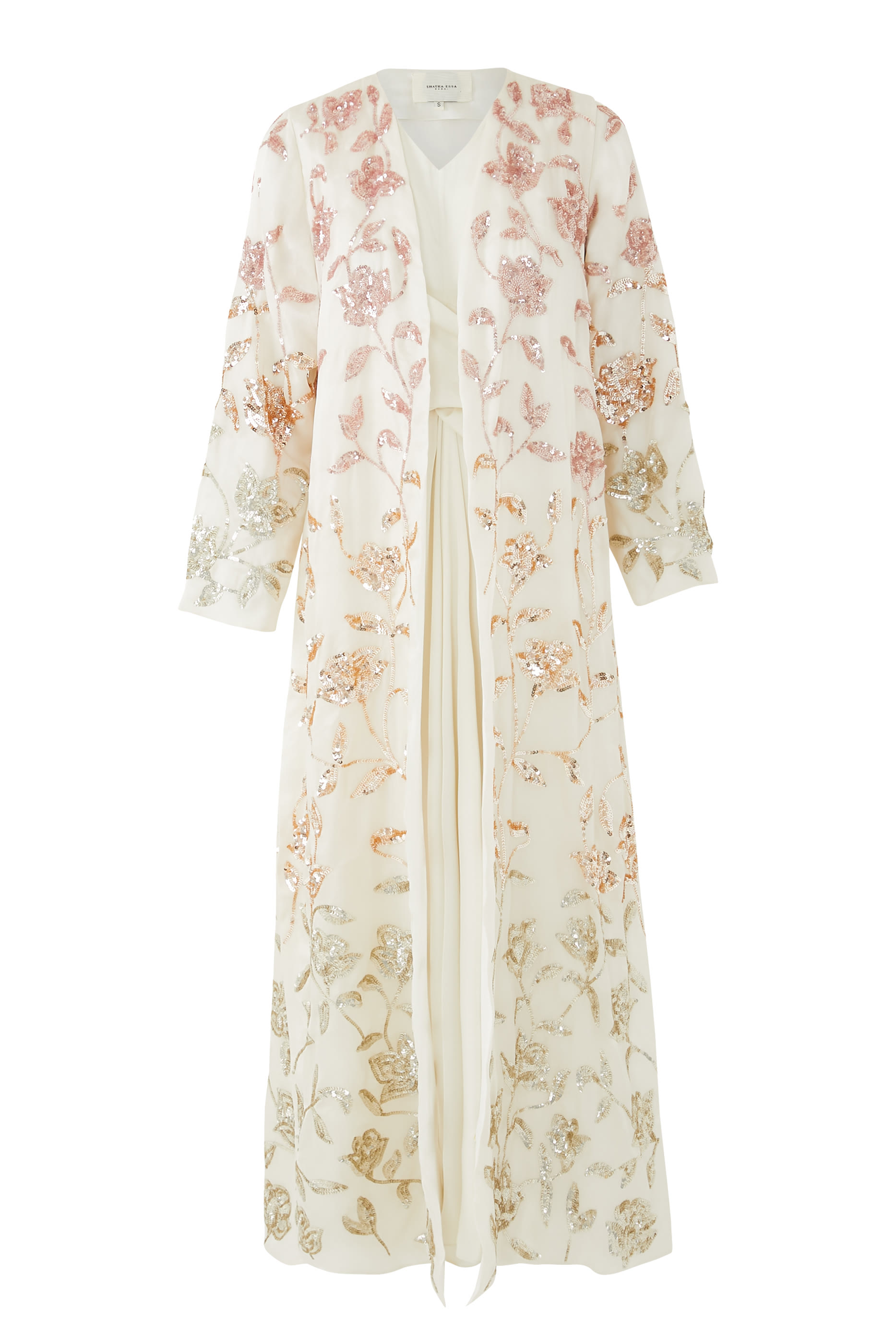 كاب أورجانزا مطرز كليا بالترتر مع فستان داخلي