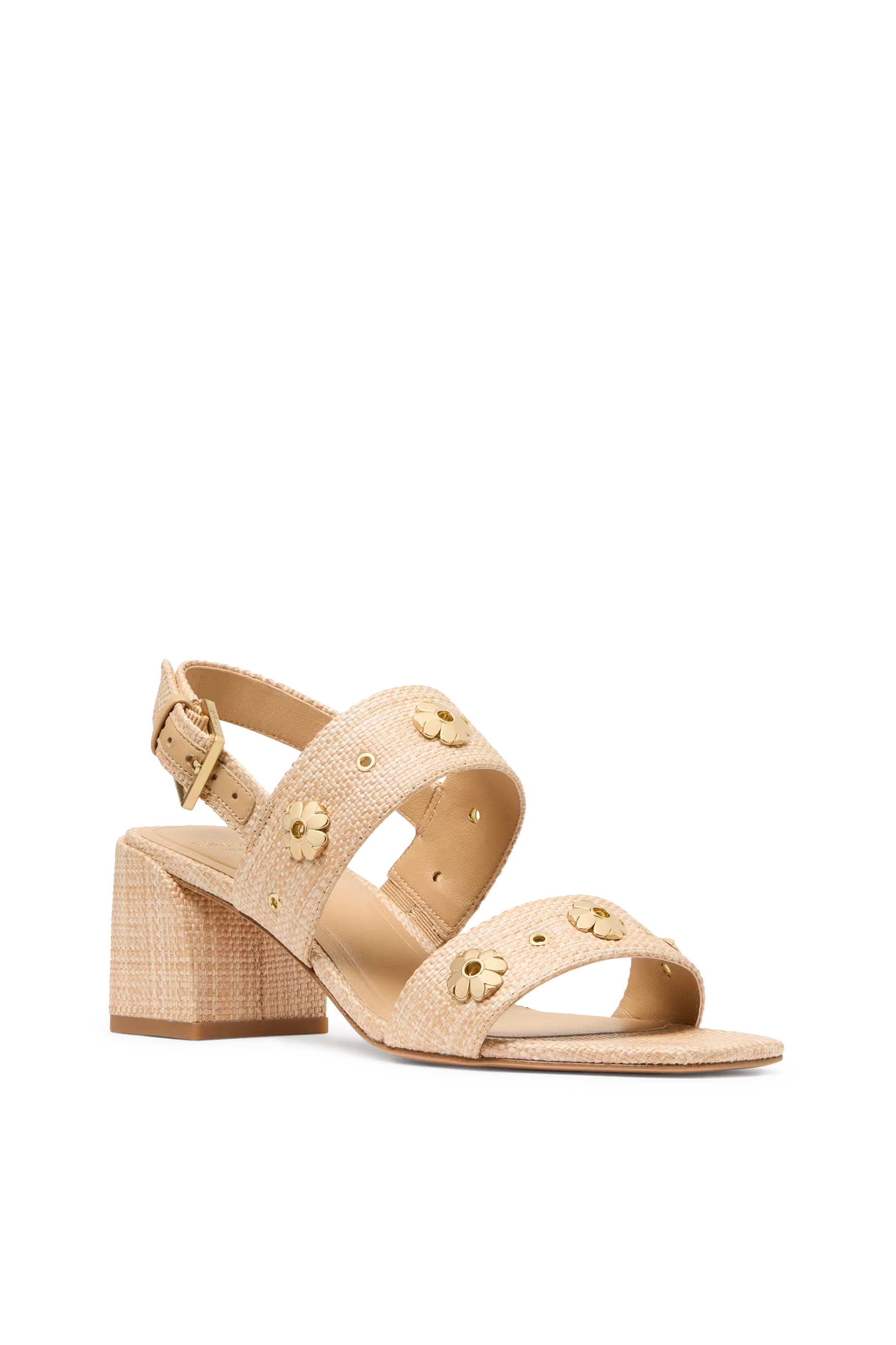 حذاء كلاسيك 55 بحلي على شكل زهور وكعب عريض