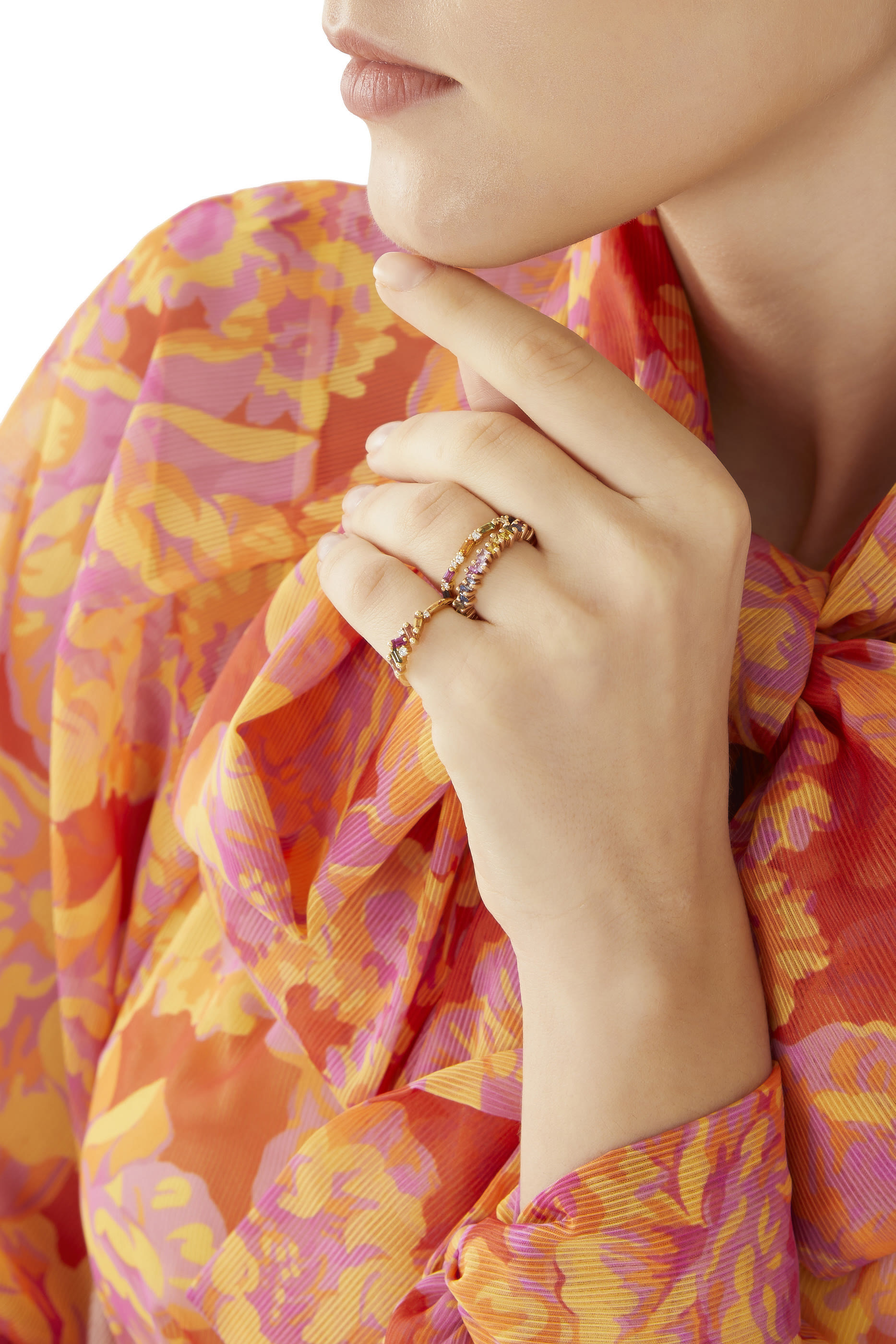 خاتم اتيرنيتي مرصع بياقوت باستيل برنسيس ذهب وردي عيار 18