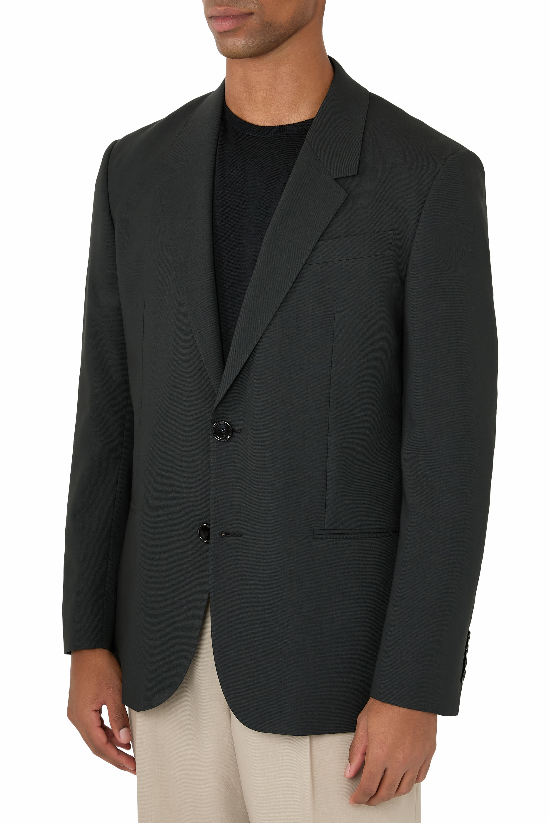 Two-Button Jacket in Wool Twill