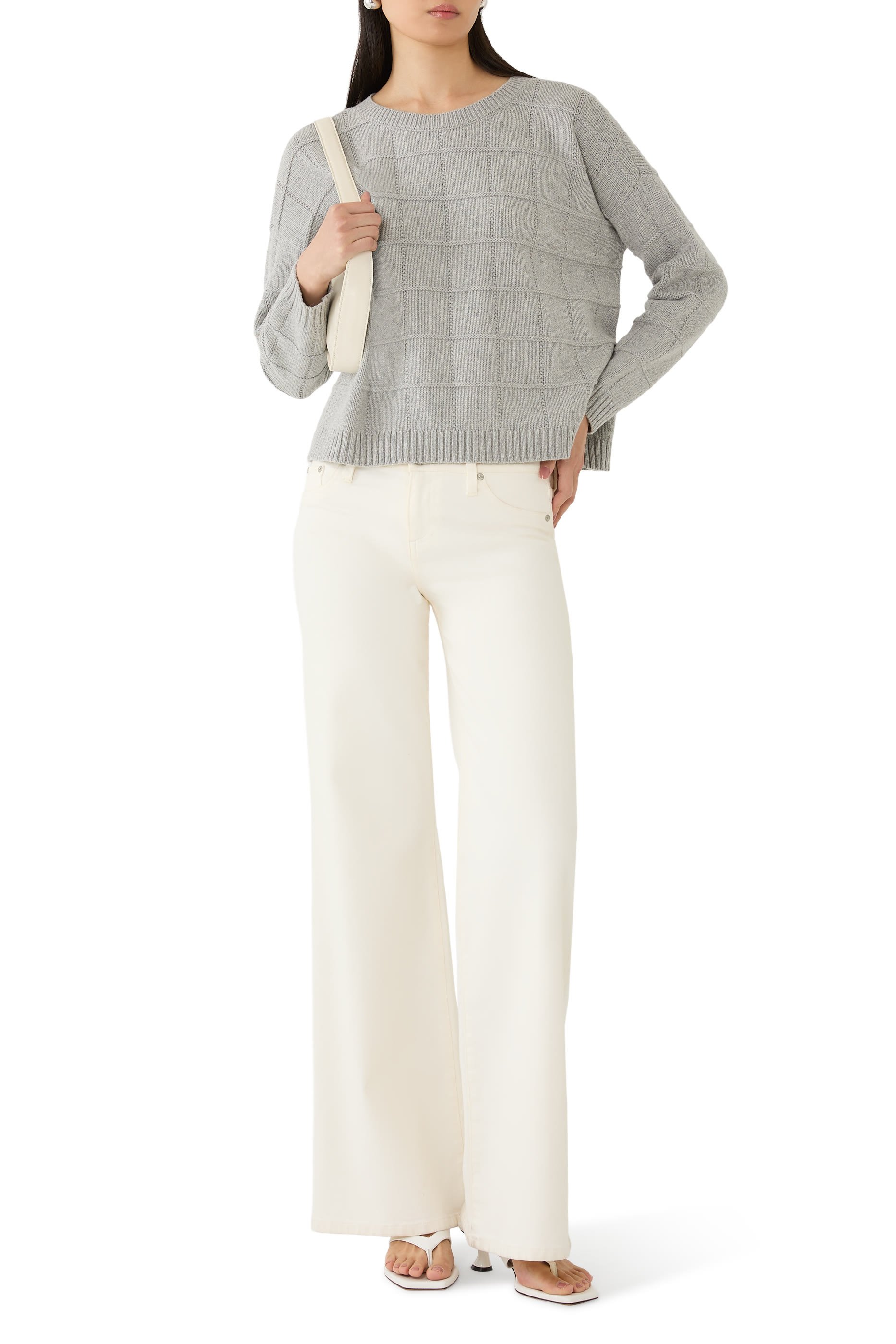 بلوزة بياقة ضيقة قطن وكشمير معاد تدويره