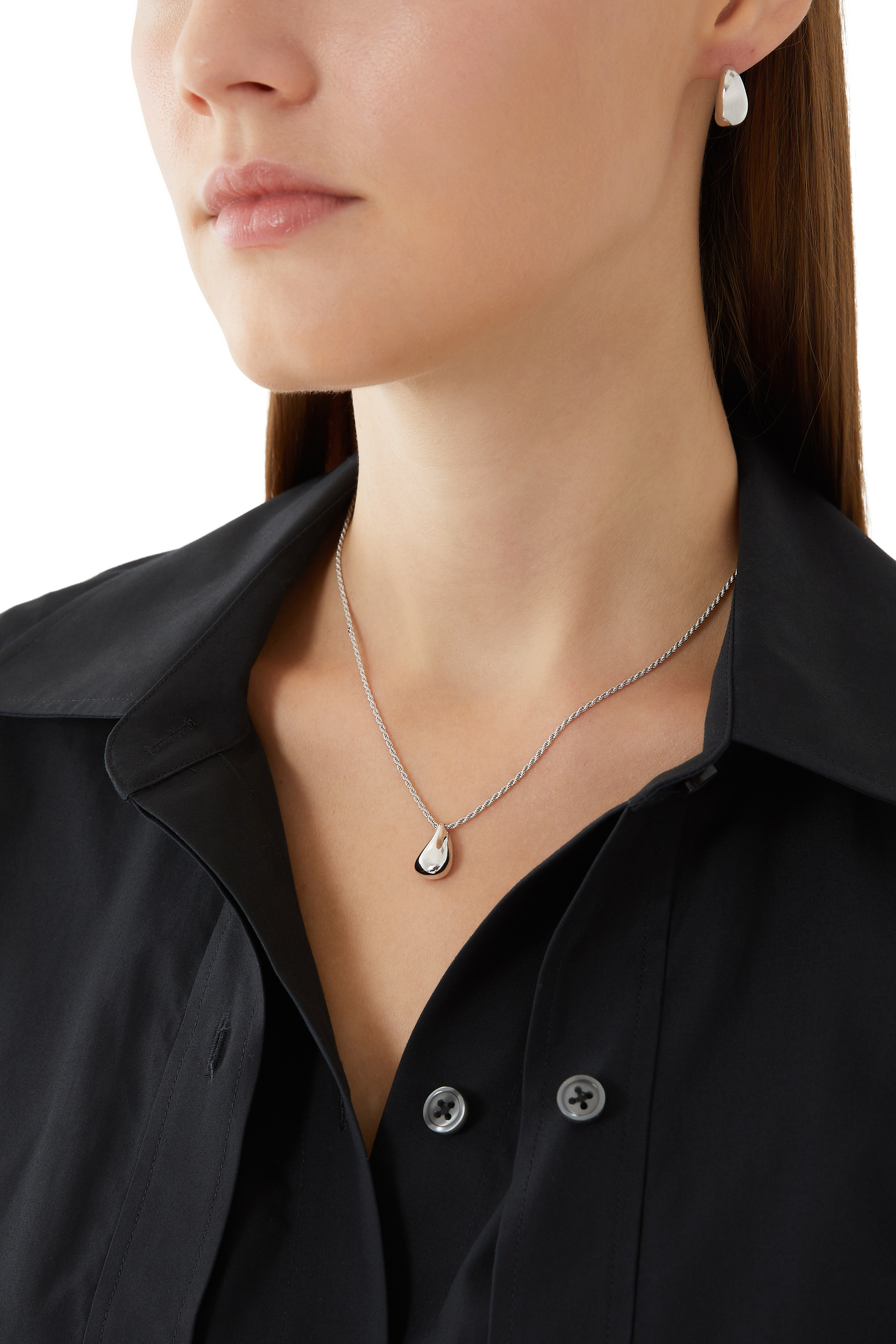 قلادة سافي بدلاية منحوتة بتصميم قطرة طلاء بالذهب المعاد تدويره عيار 18 قيراطًا وفضة إسترلينية معاد تدويرها