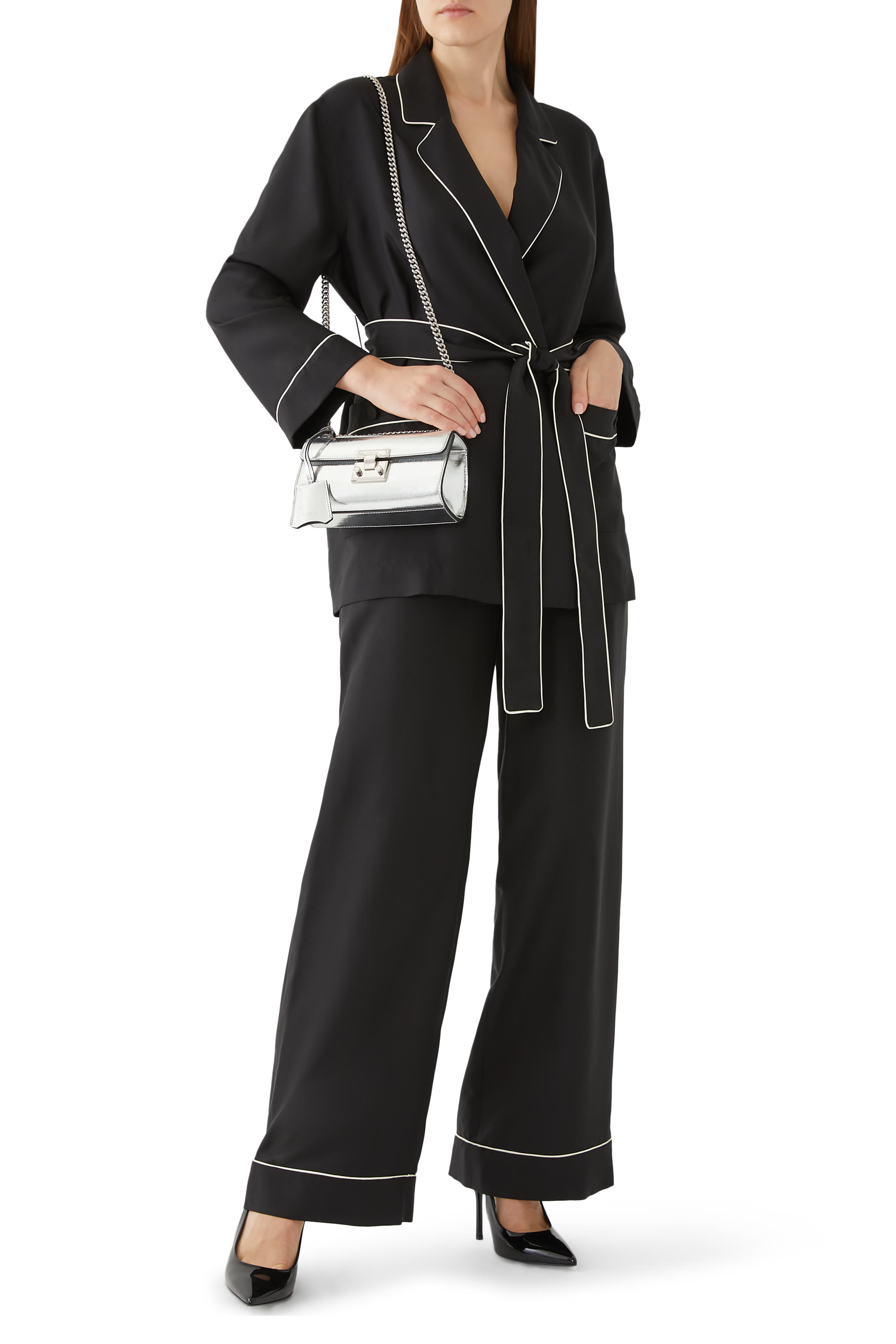 قميص بحزام تويل