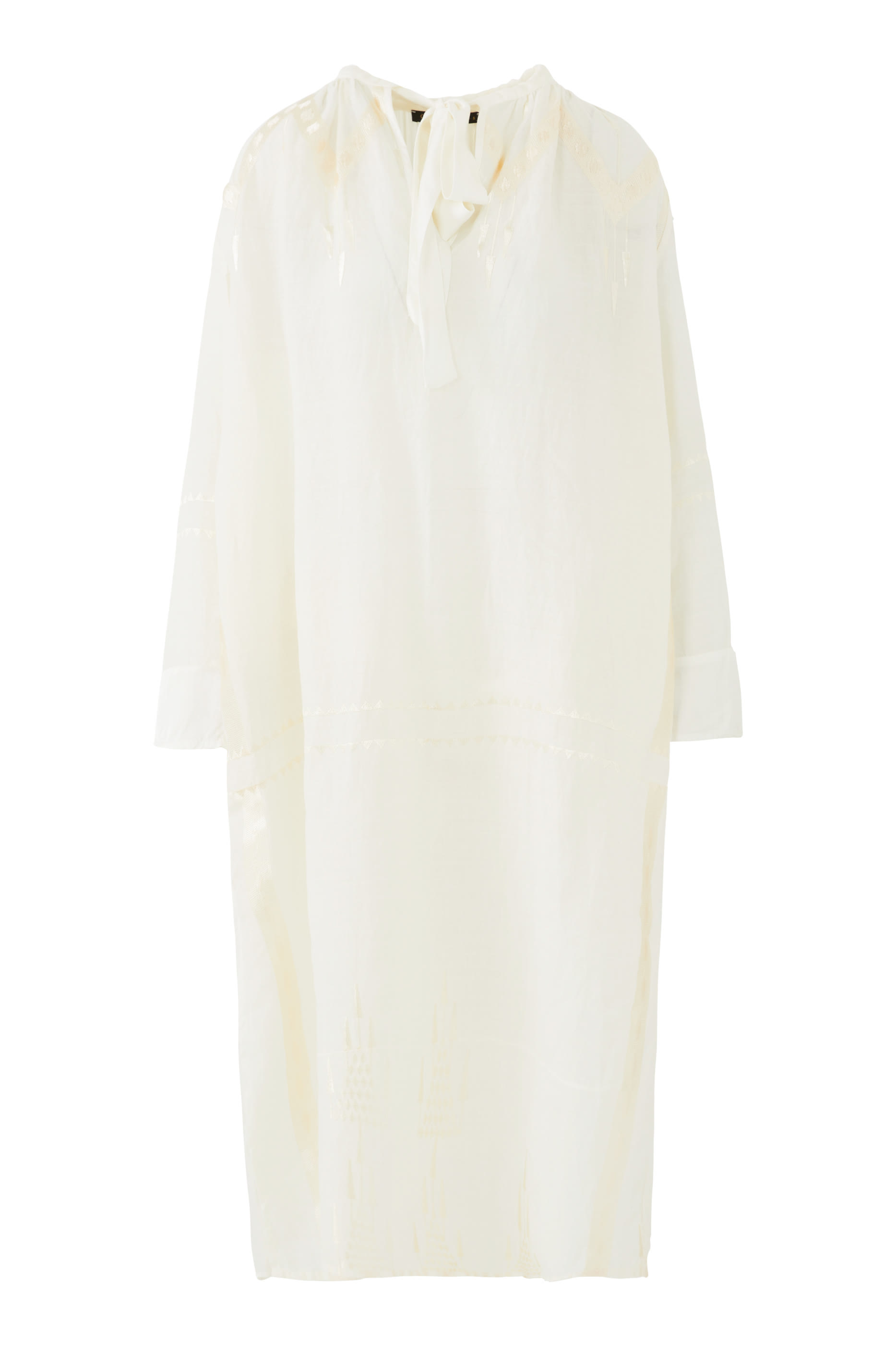 فستان متوسط الطول بأكمام طويلة ورباط في الأمام