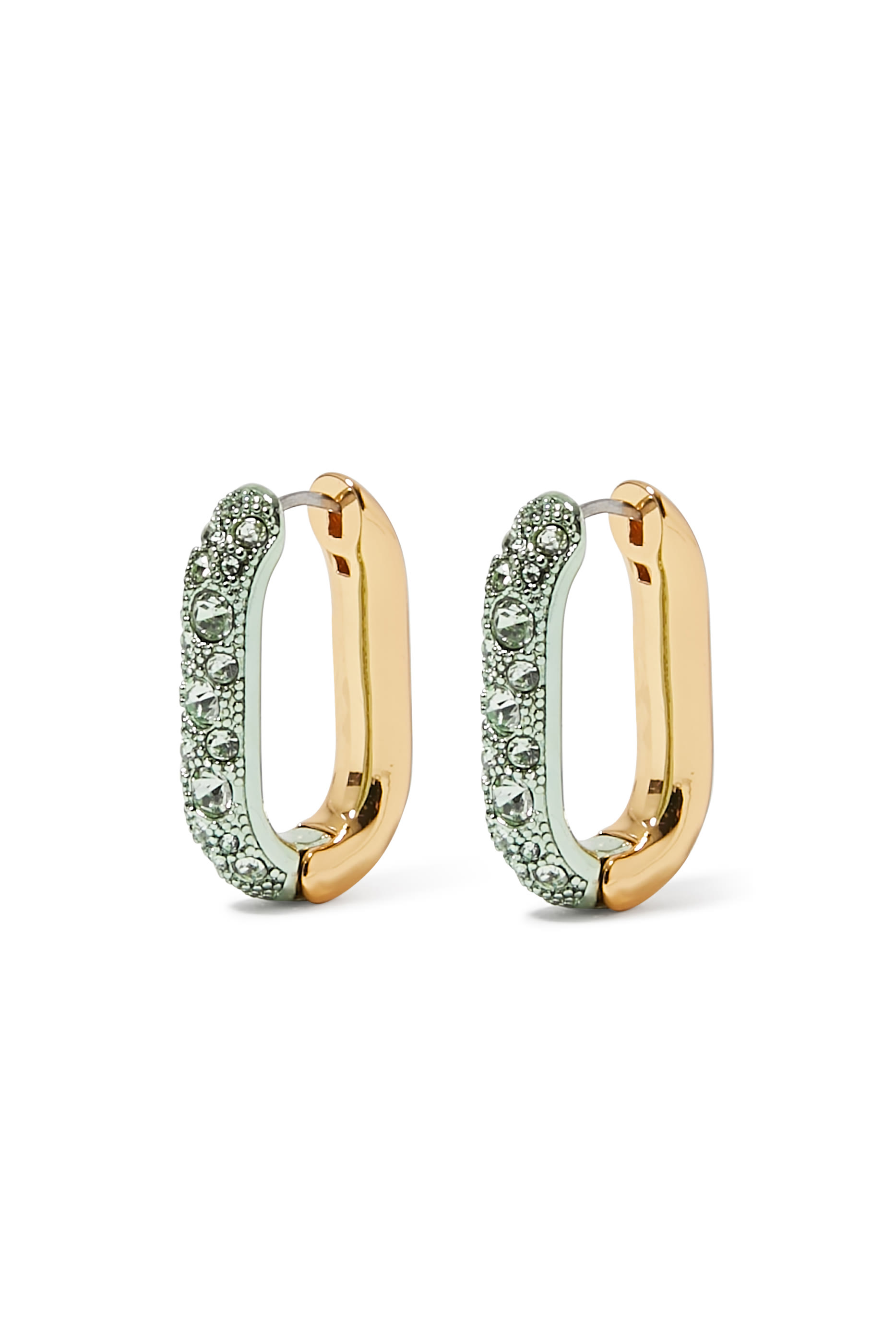 أقراط دائرية بأحجار بافيه، معدن