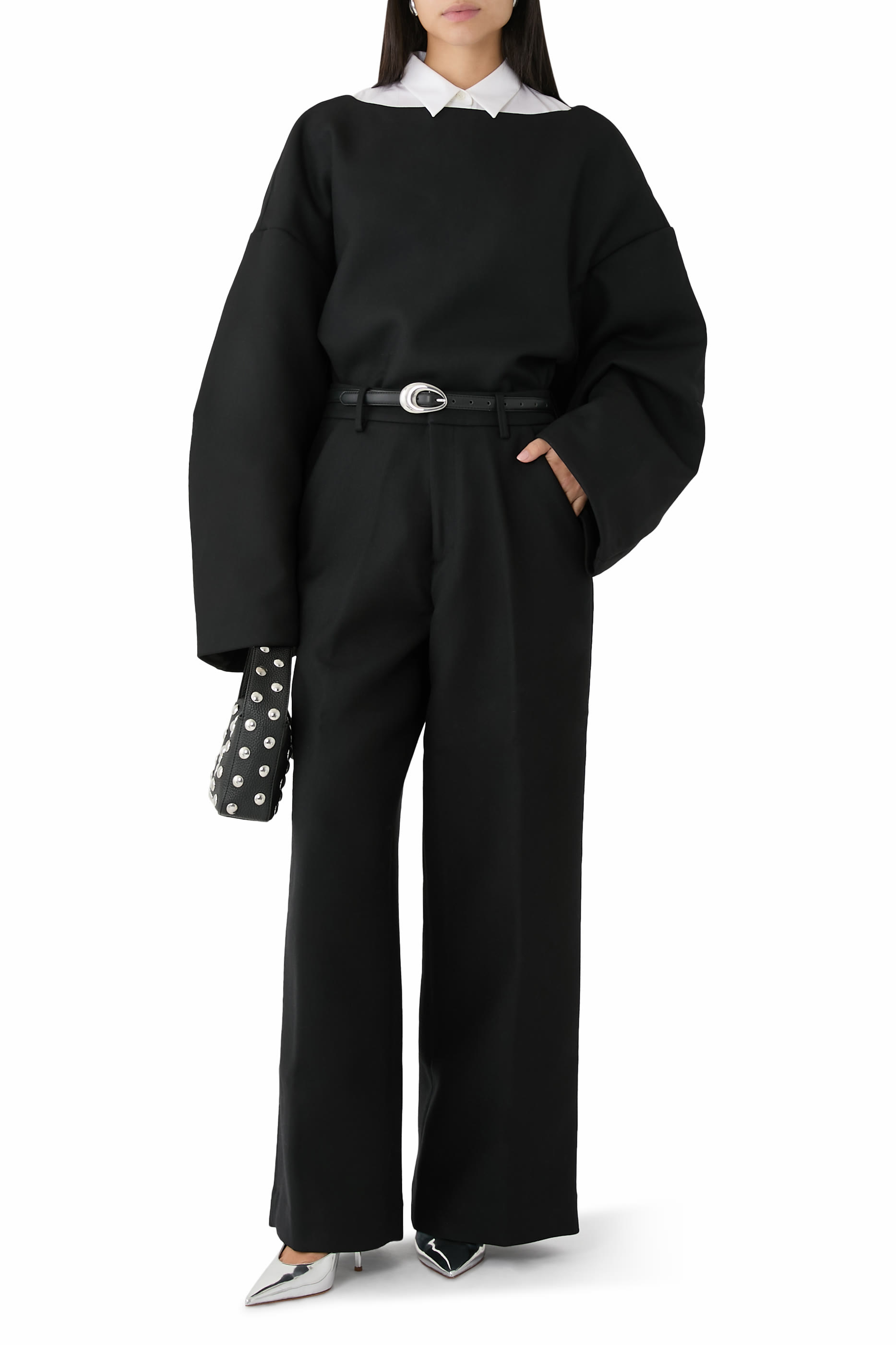 بنطال بقصة ساق واسعة صوف