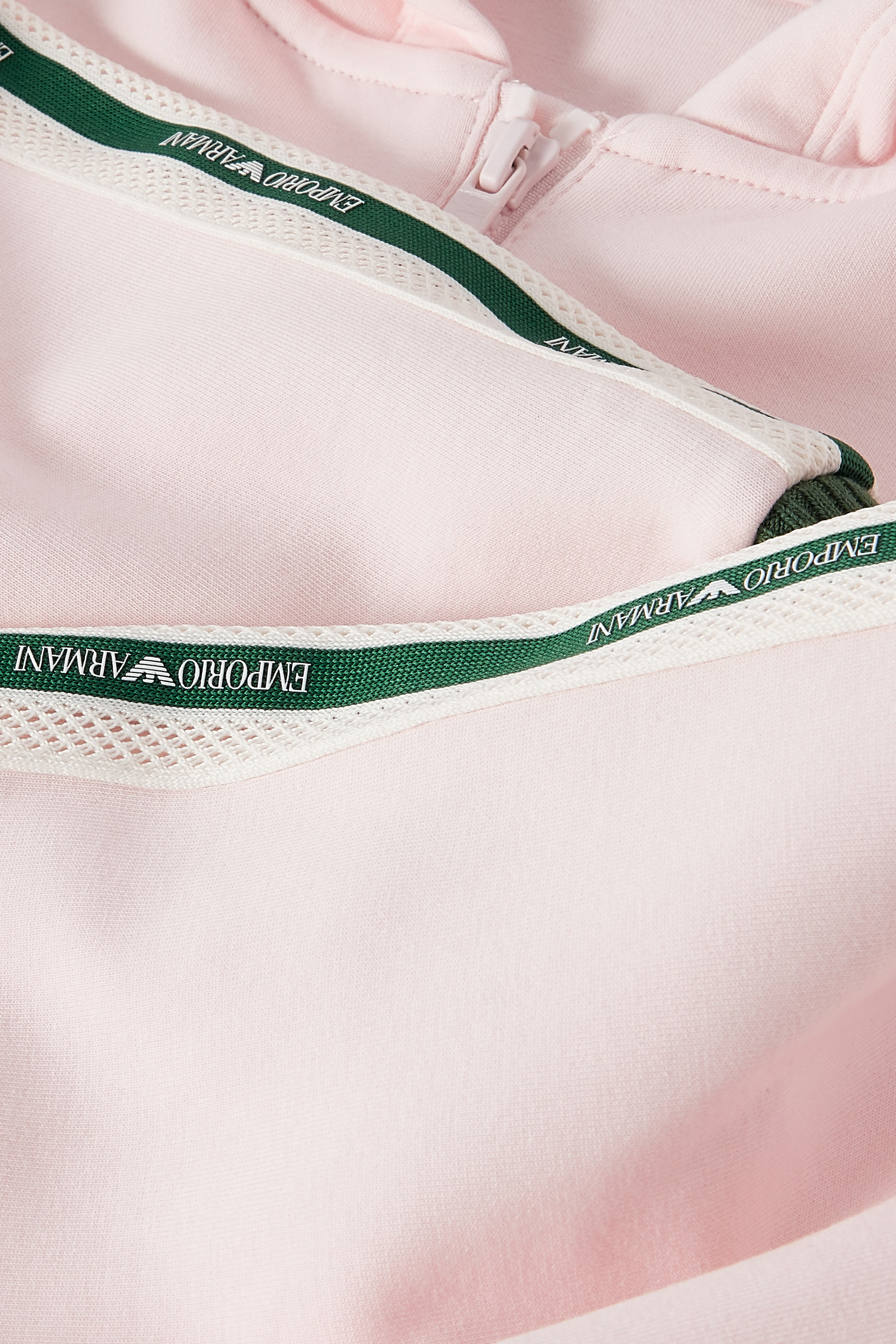 سويت شيرت بغطاء رأس وسحاب وشريط شعار الماركة للأطفال