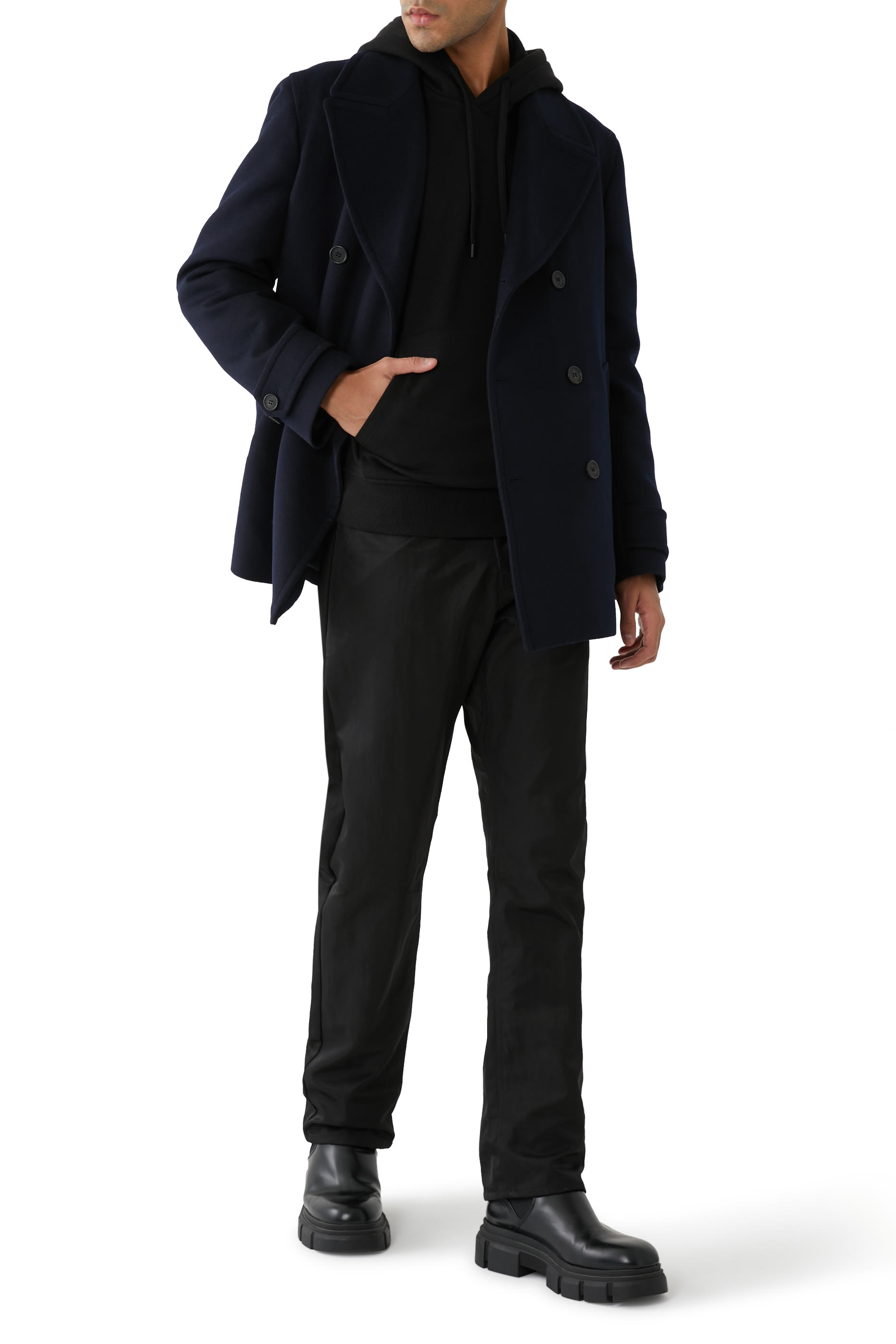 بنطال نايلون بارز الملمس مع خمسة جيوب