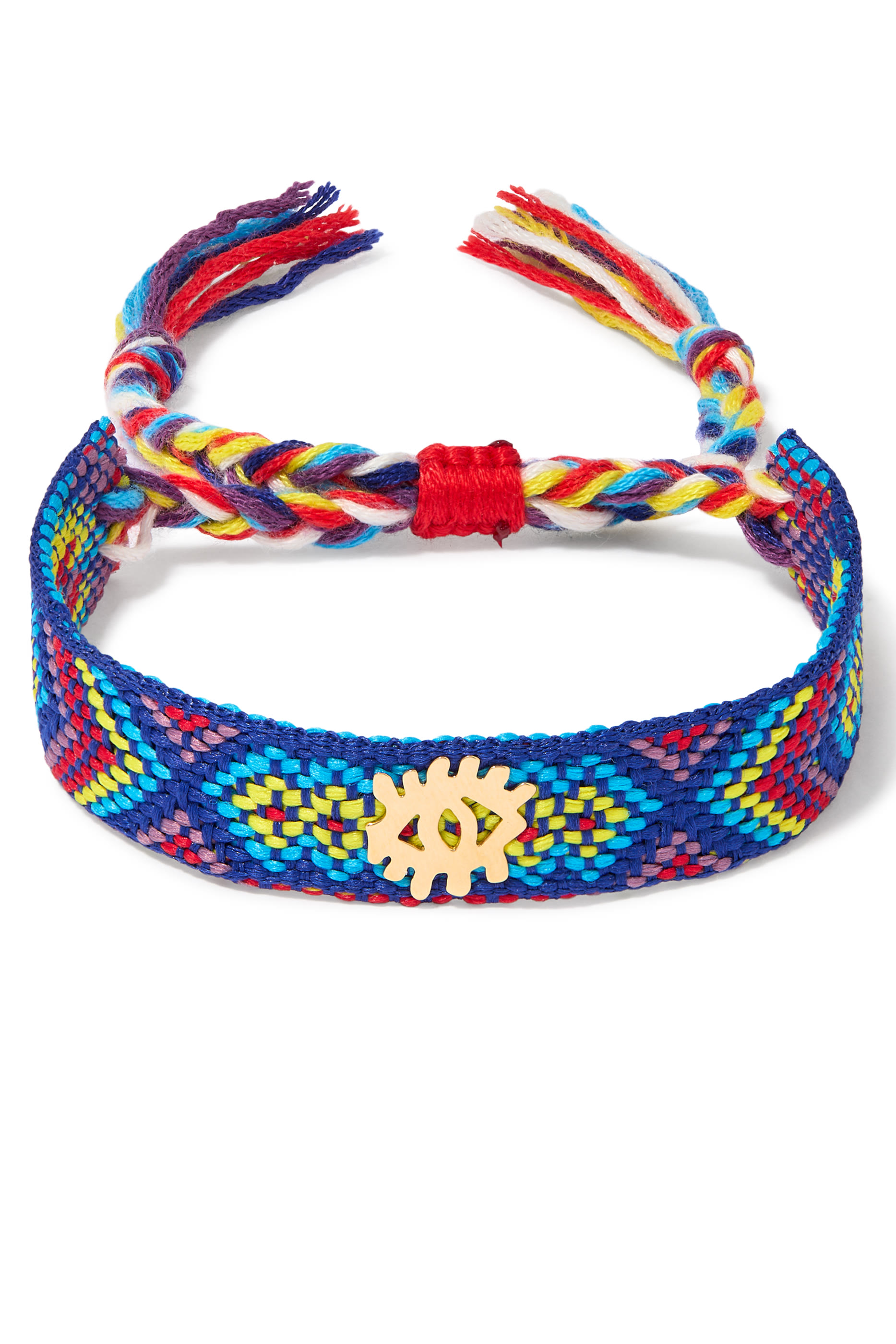 سوار يا عين بحلية عين الحسود منسوج، قماش وذهب اصفر عيار 18