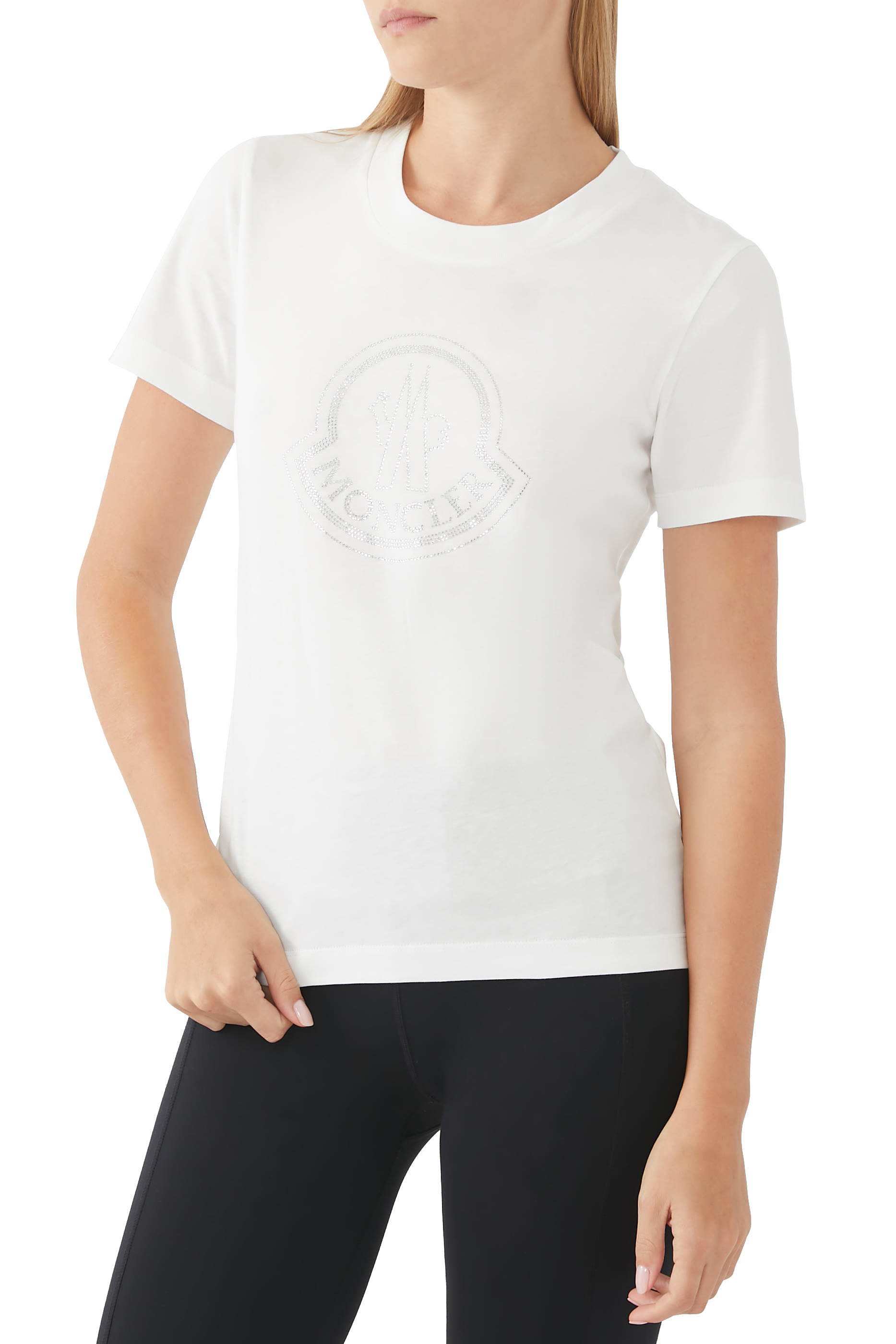 تيشيرت بشعار الماركة المرصع بالكريستال