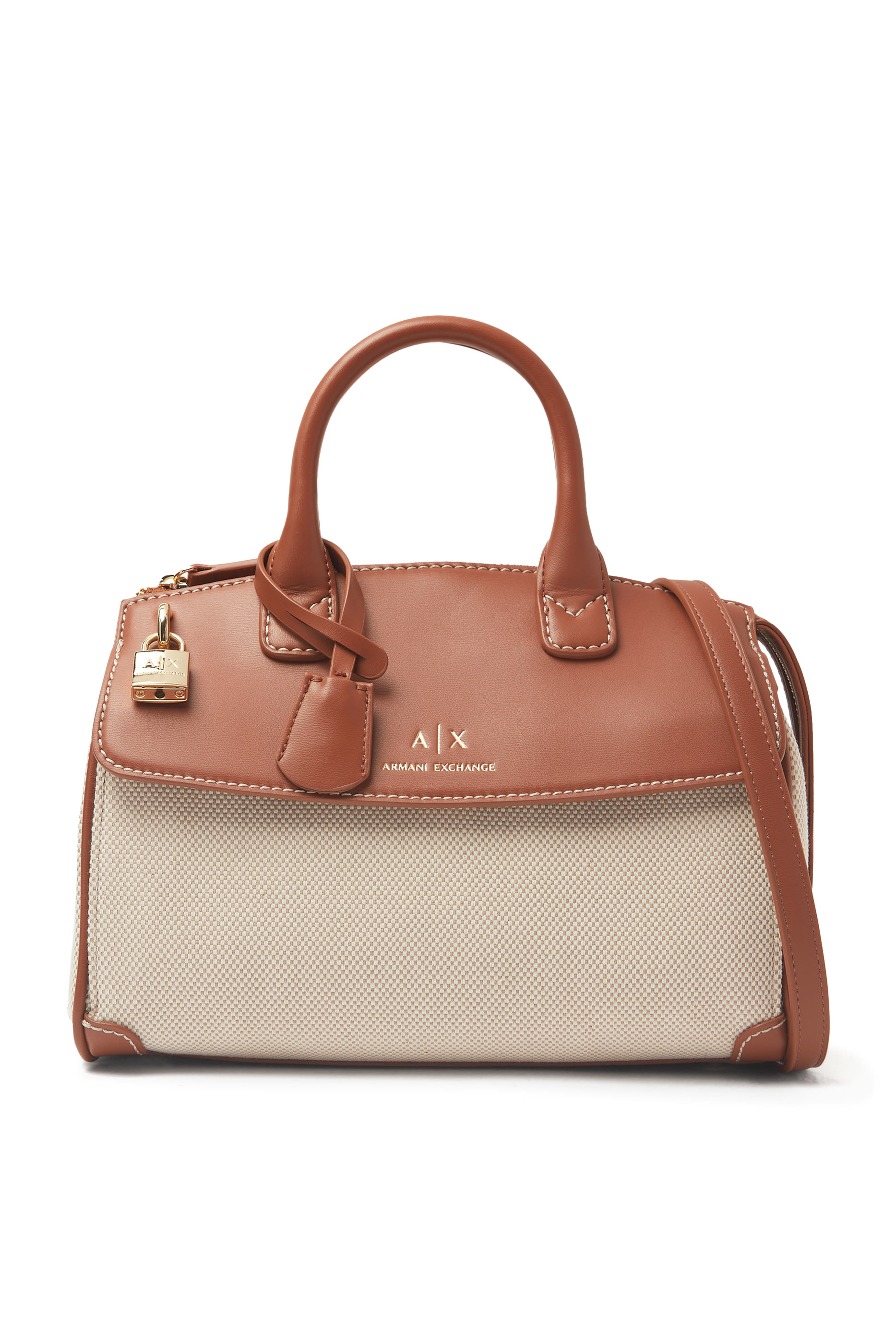 حقيبة يد جاين قماش قنب بنقشة شعار الماركة