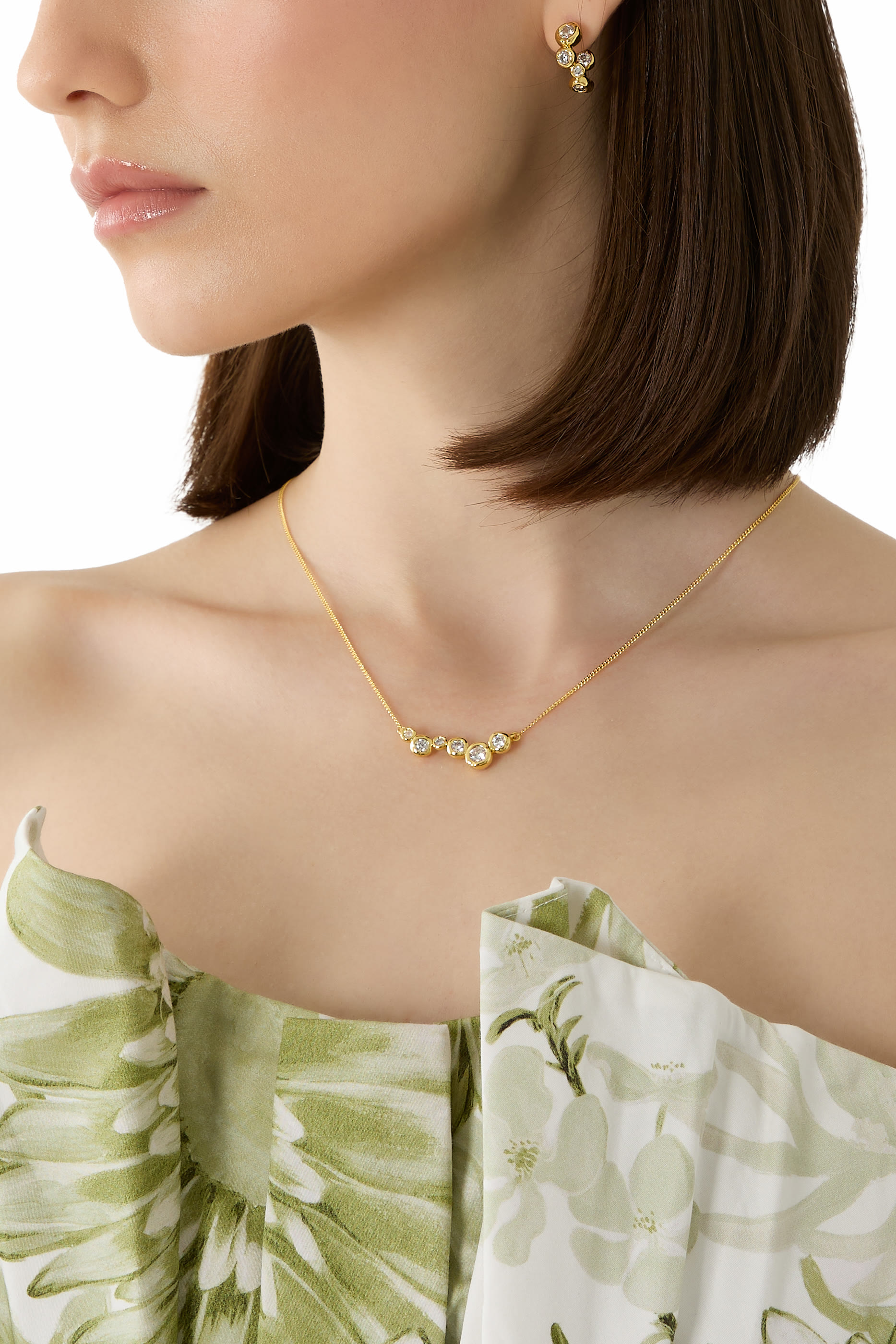 أقراط أستيراليس صغيرة دائرية مرصعة بأحجار زركونيا مكعبة، نحاس مطلي بذهب عيار 14