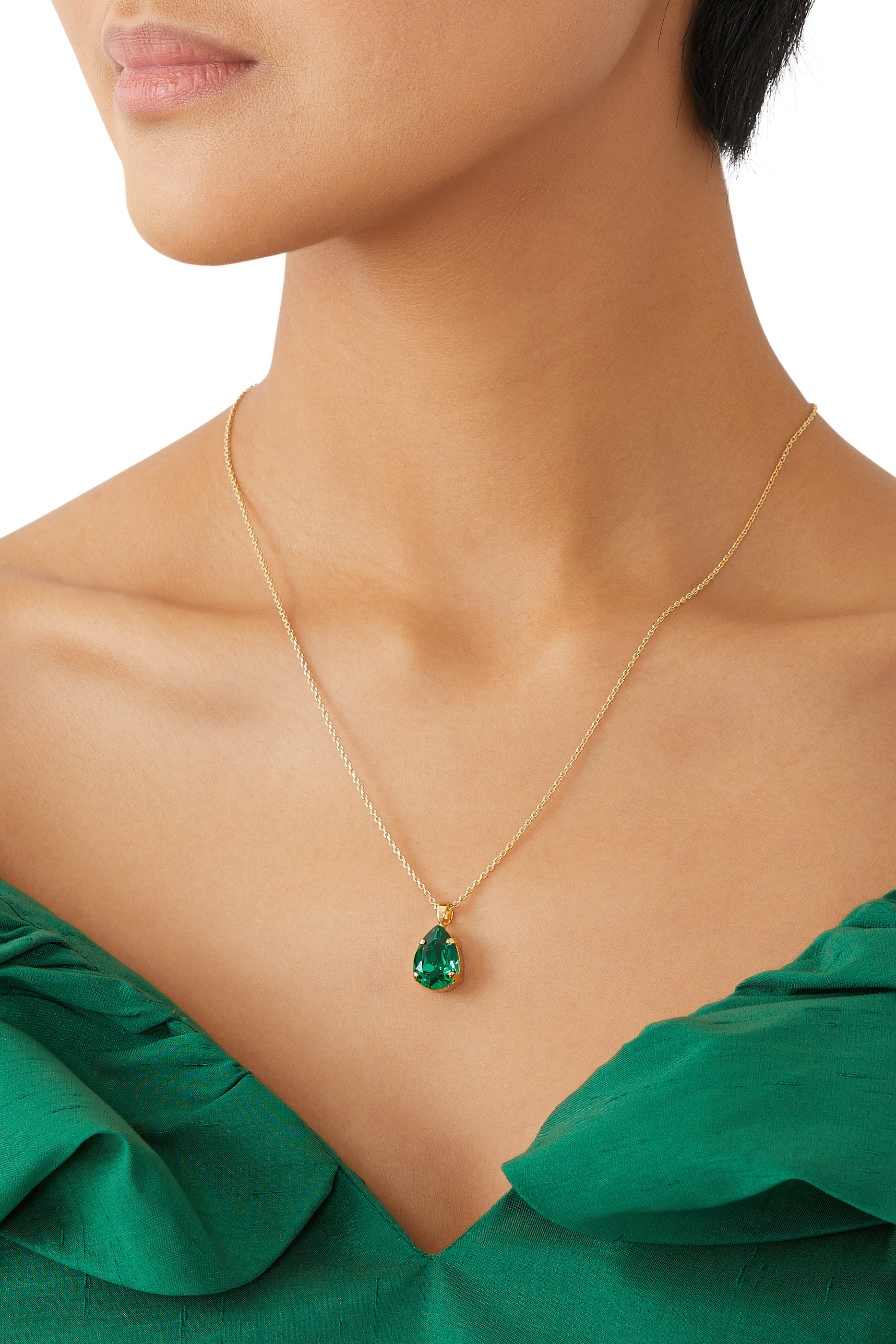 قلادة بدلاية صغيرة، مرصعة بكرستال سواروفسكي، معدن مطلي بذهب عيار 18