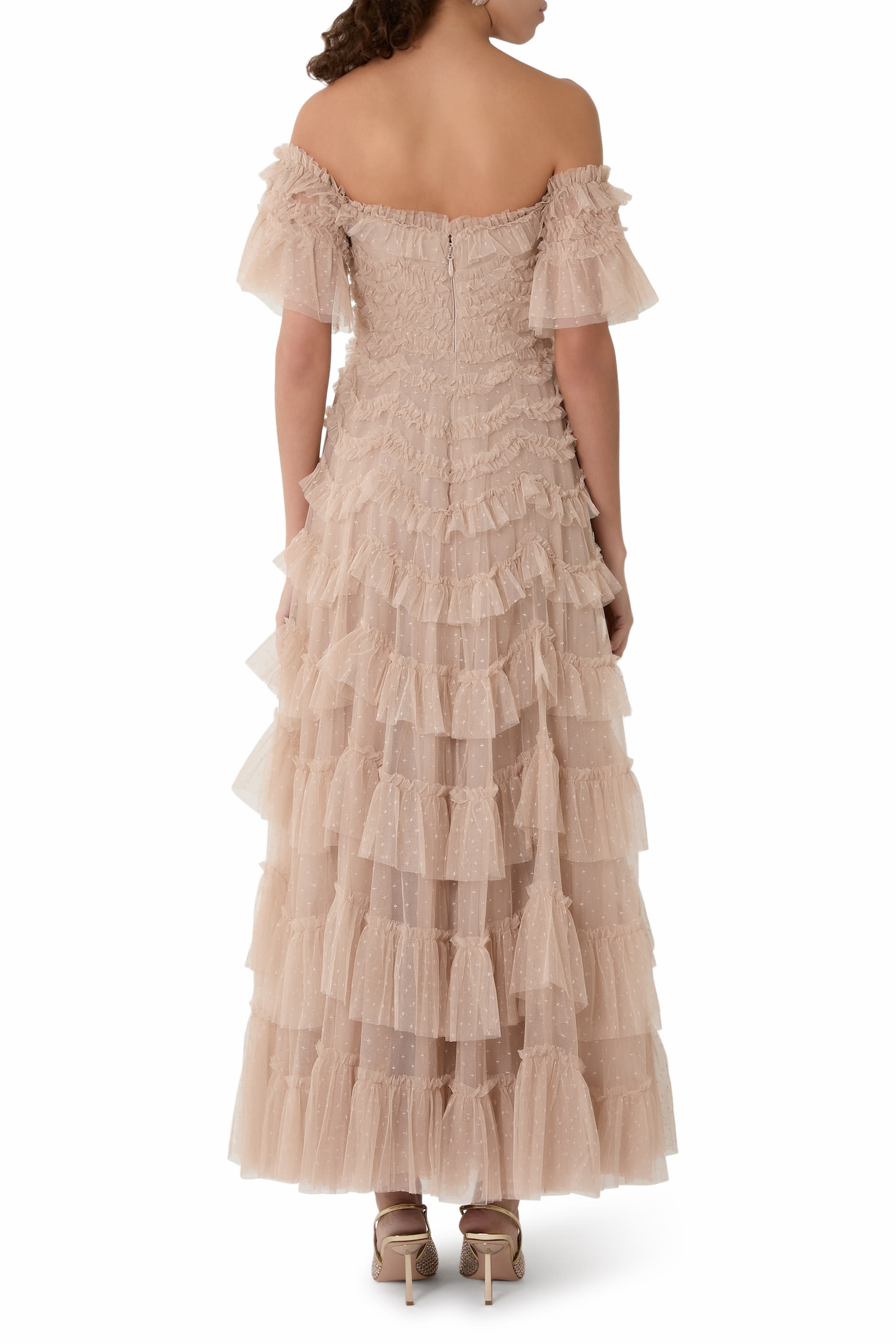 فستان سهرة أفيانا بأكتاف متساقطة