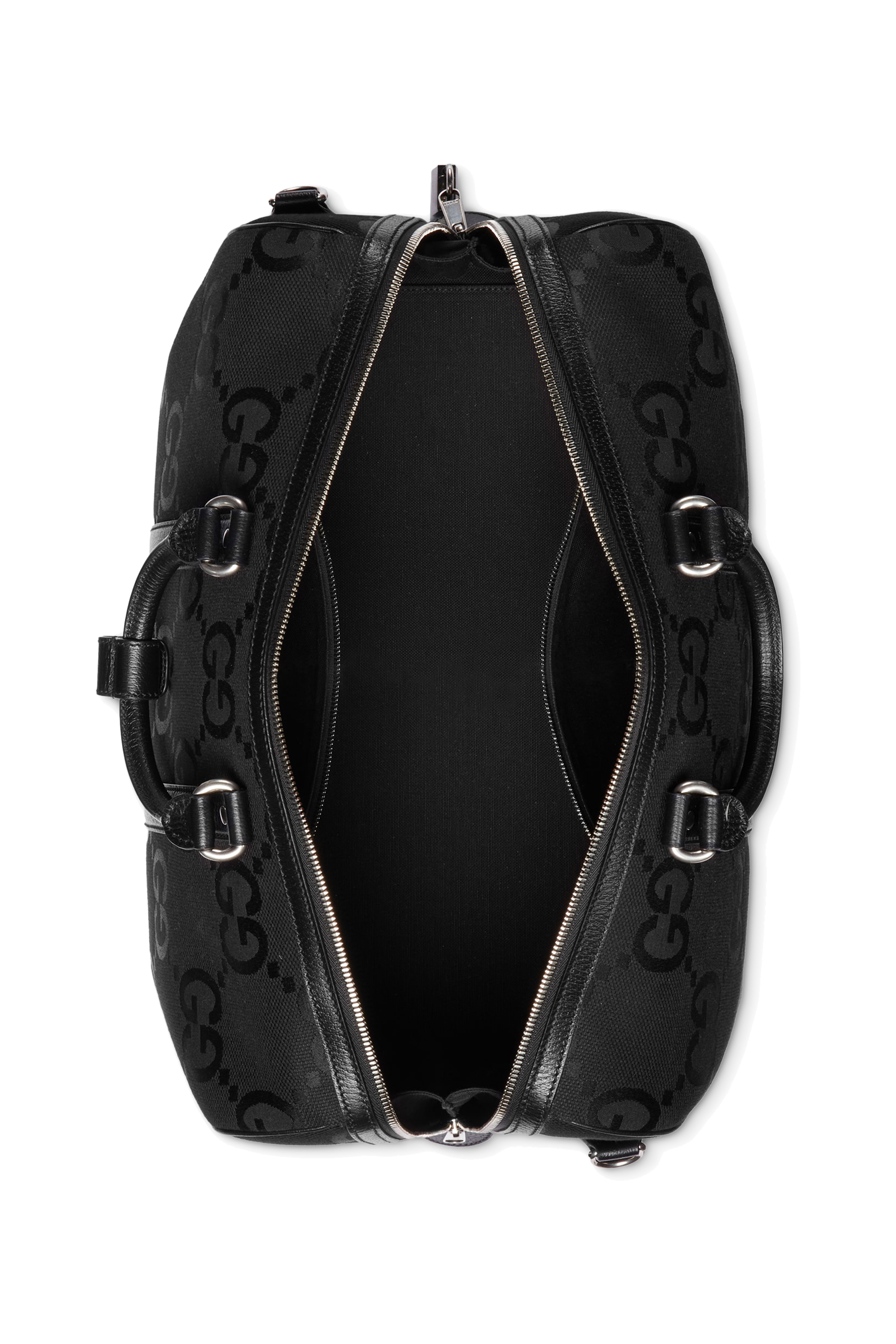 حقيبة دافل صغيرة بنقشة حرفي شعار الماركة بحجم كبير