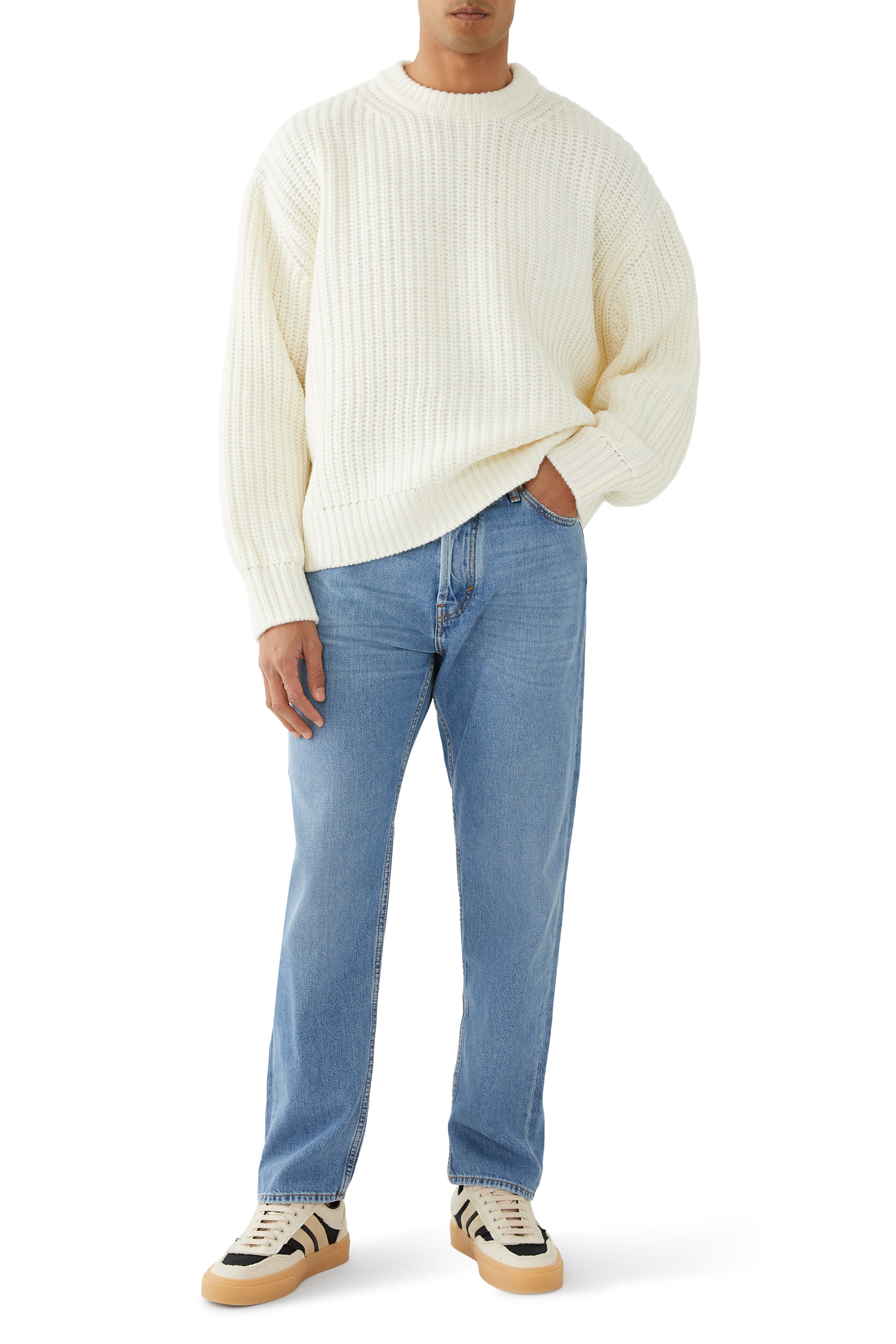 بنطال سيان بقصة ساق مستقيمة وخمسة جيوب