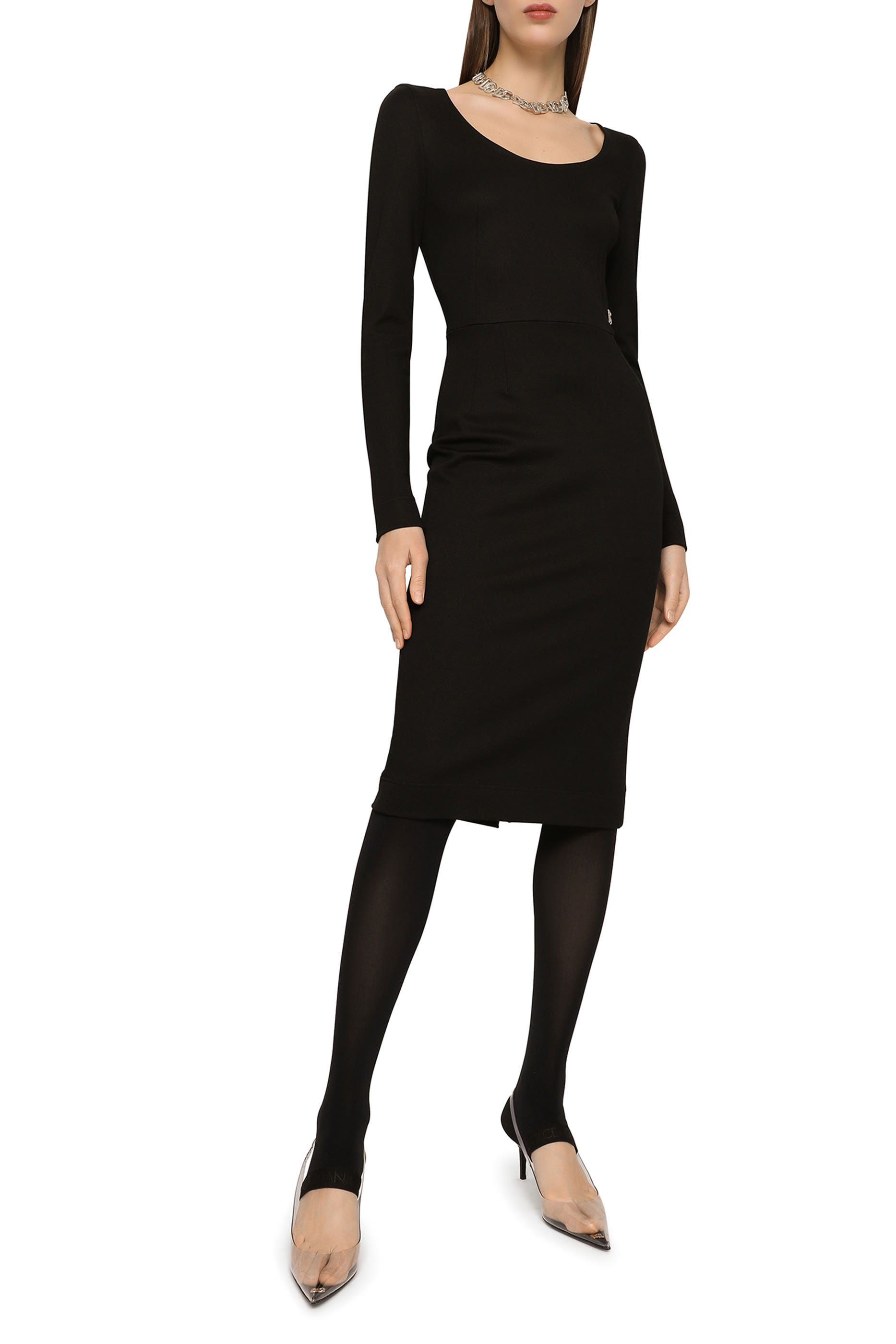 فستان ميلانو متوسط الطول بلا أكمام قماش مضلع