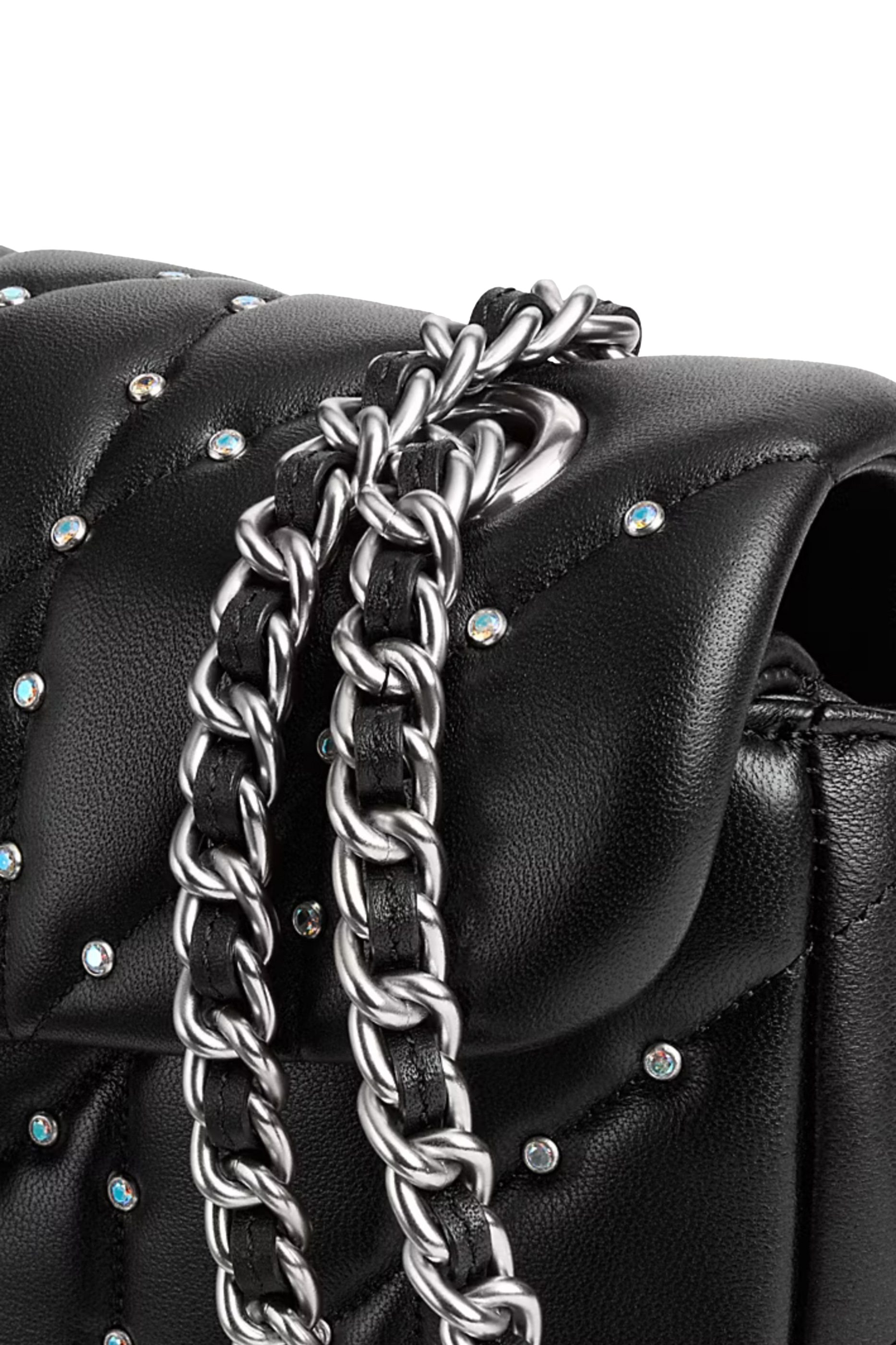 حقيبة كتف تابي 20 مبطنة مزينة بمسامير كريستالية