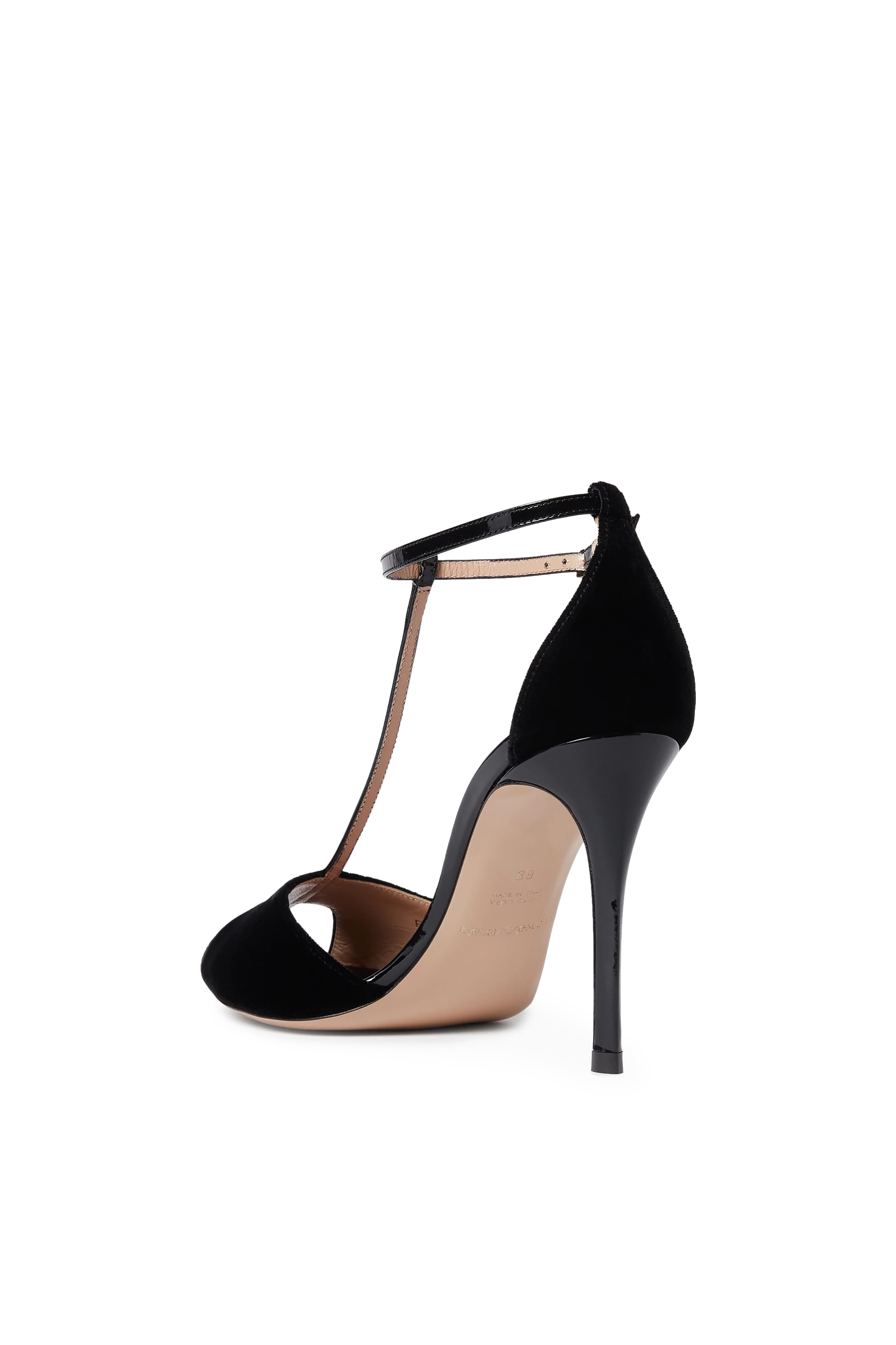 صندل 95 بسيور بتصميم حرف T مخمل وجلد لامع