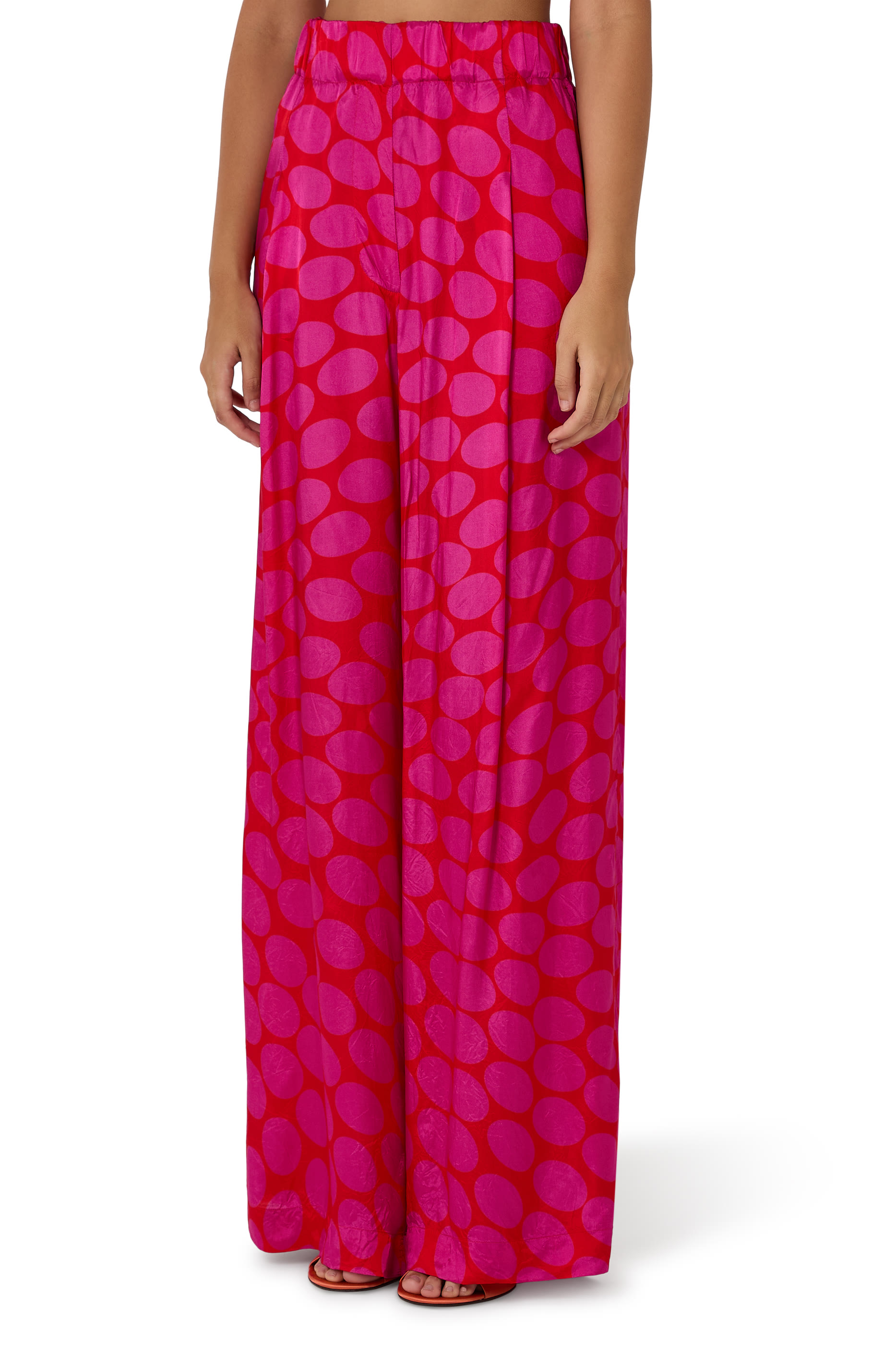 Ellipses Print Wide-Leg Elasticated Pants