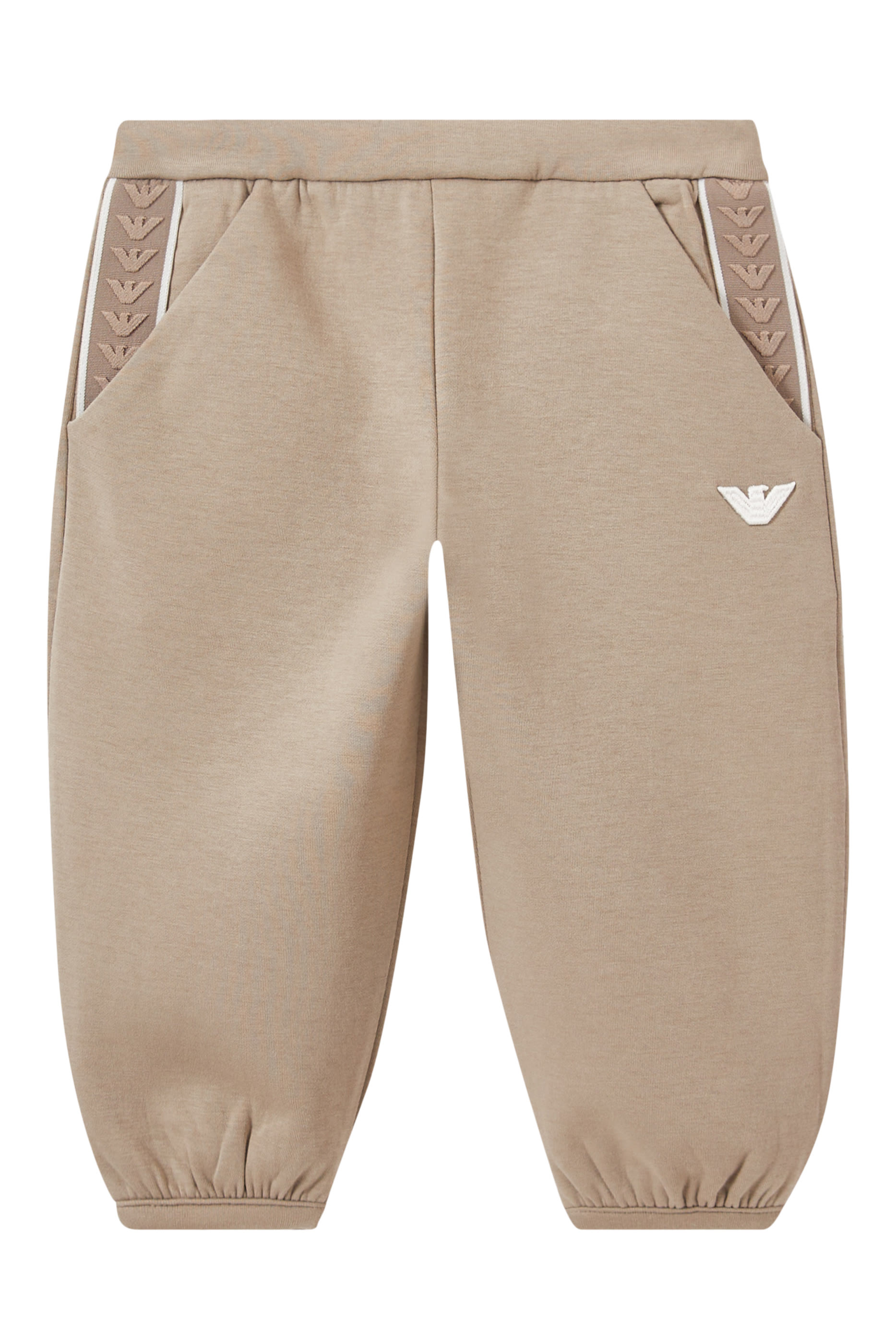 بنطال رياضي مطاطي بشريط بشعار الماركة للأطفال