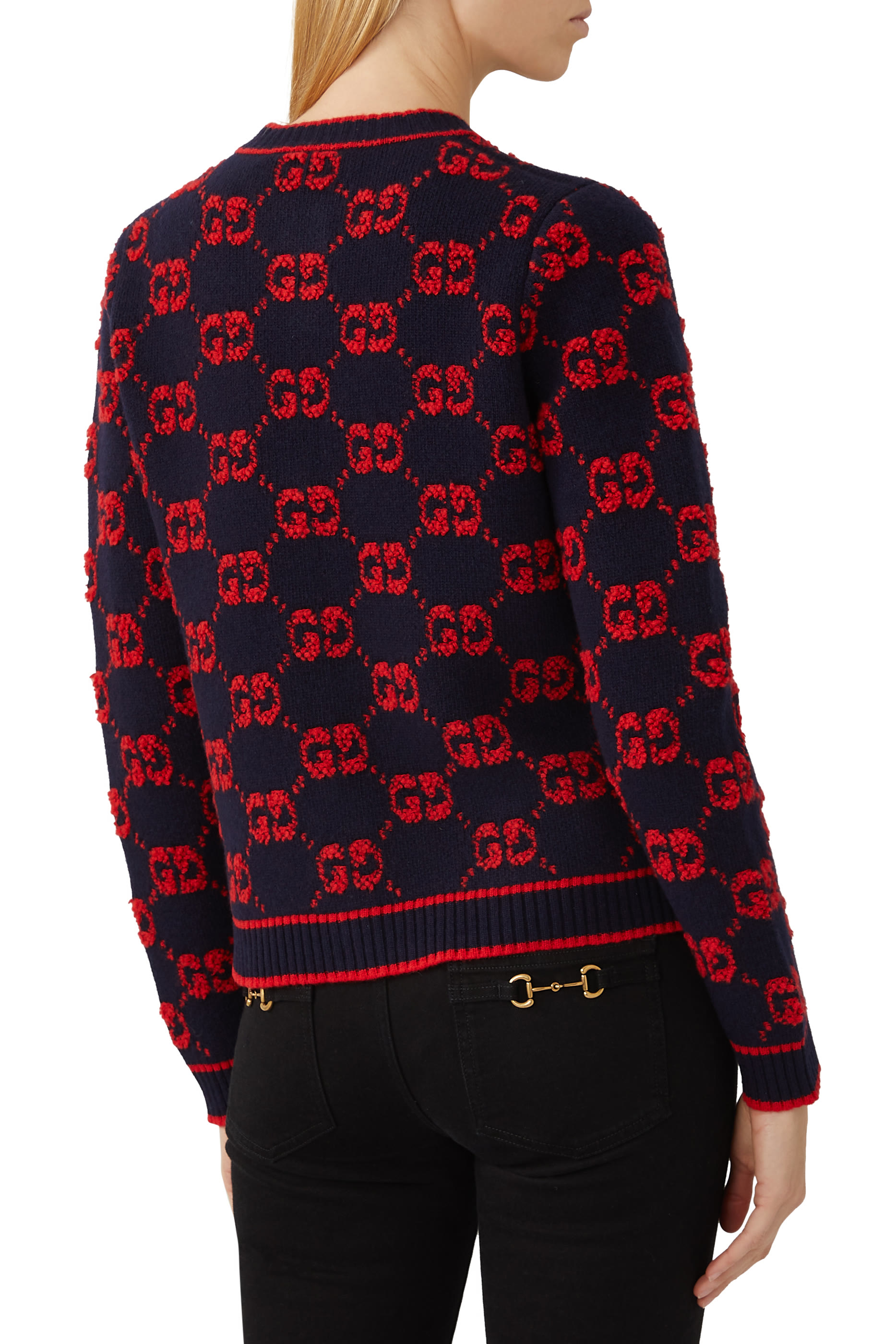 كارديجان صوف بنقشة شعار GG جاكار بوكليه