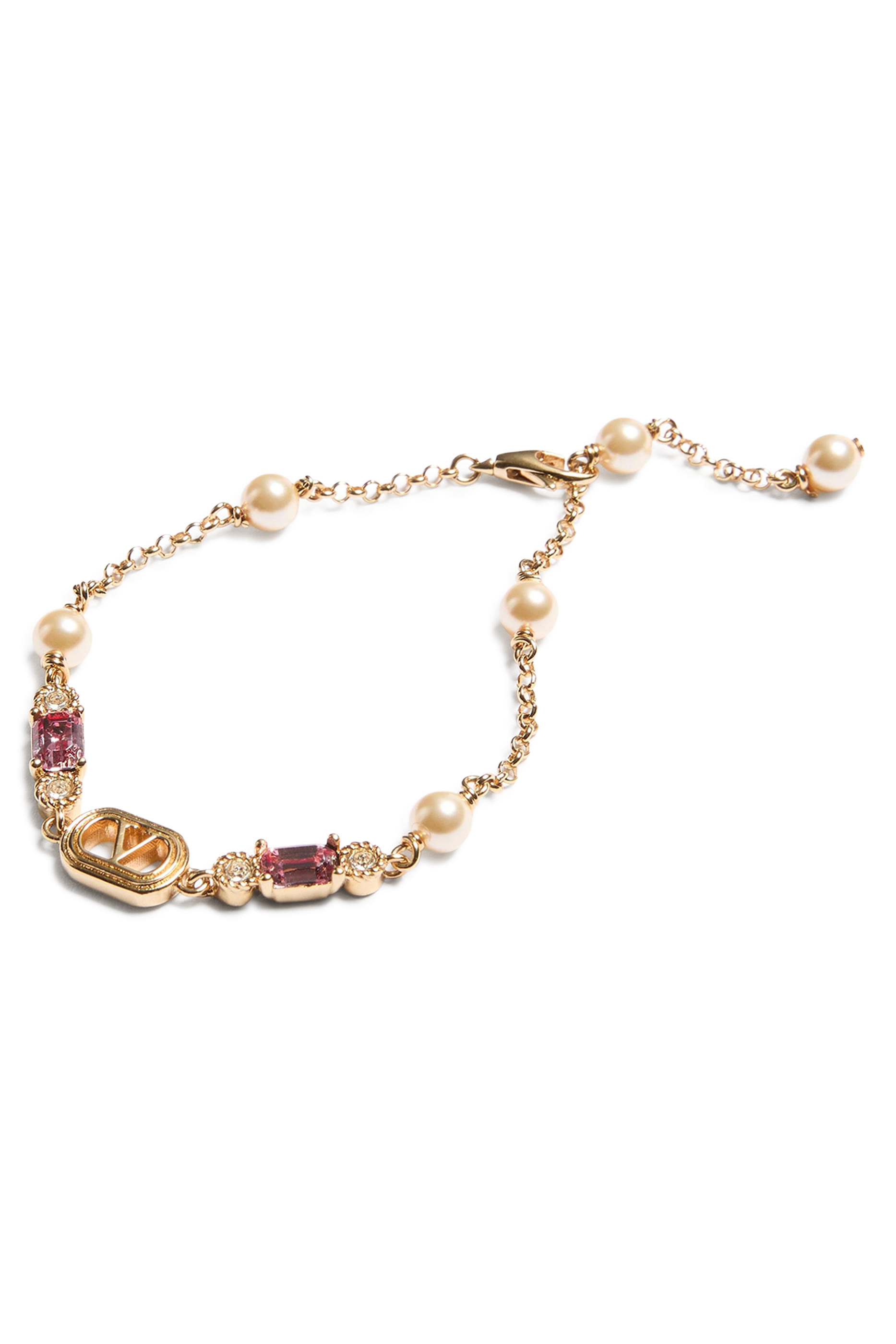 سوار بأحجار وحلية بتصميم بيضاوي