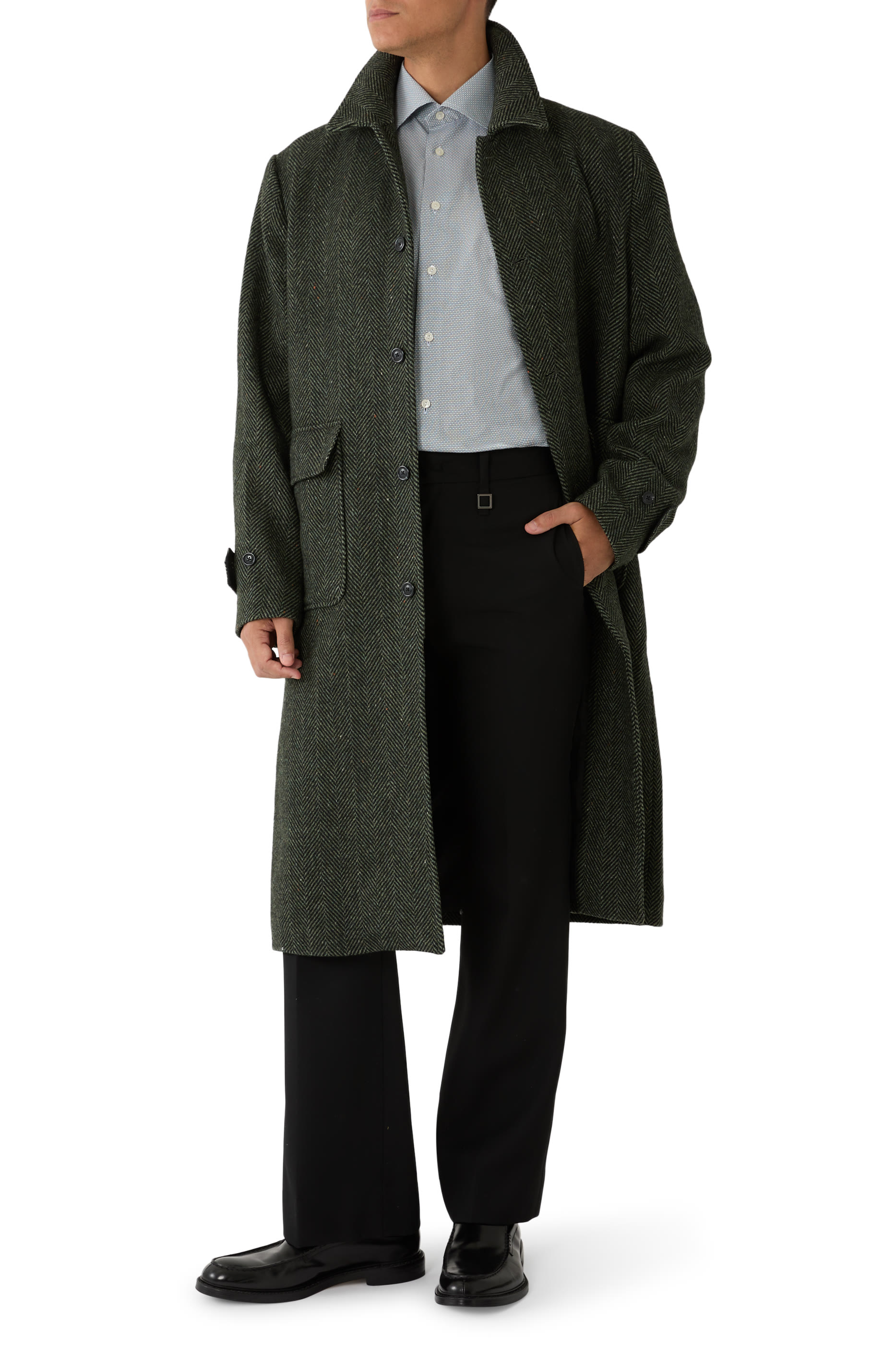 قميص تويل مميز للماركة بنقشة هندسية