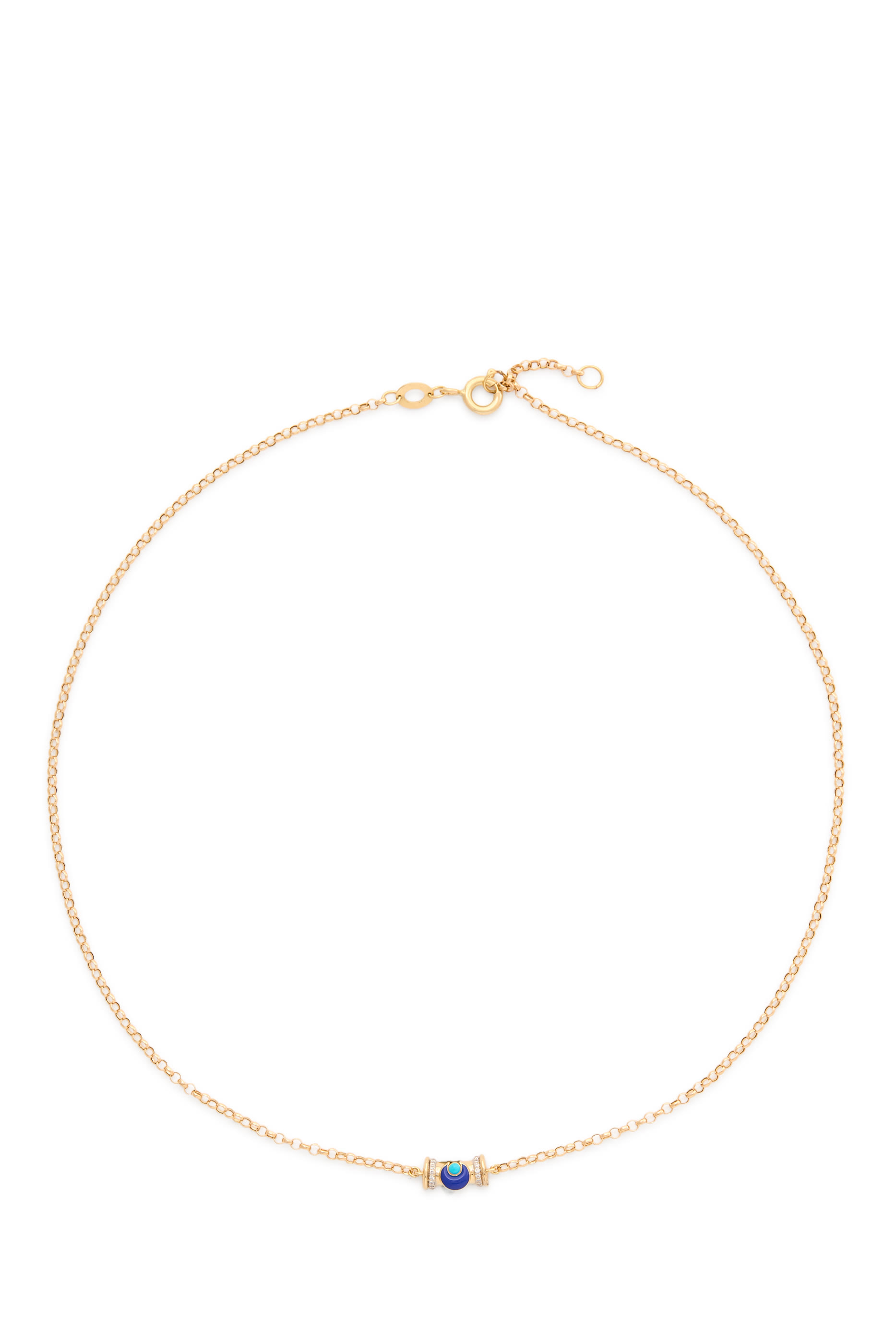 قلادة سيركس واريور بحجر بتصميم هلال، ذهب أصفر عيار 18 ولازورد وعرق اللؤلؤ