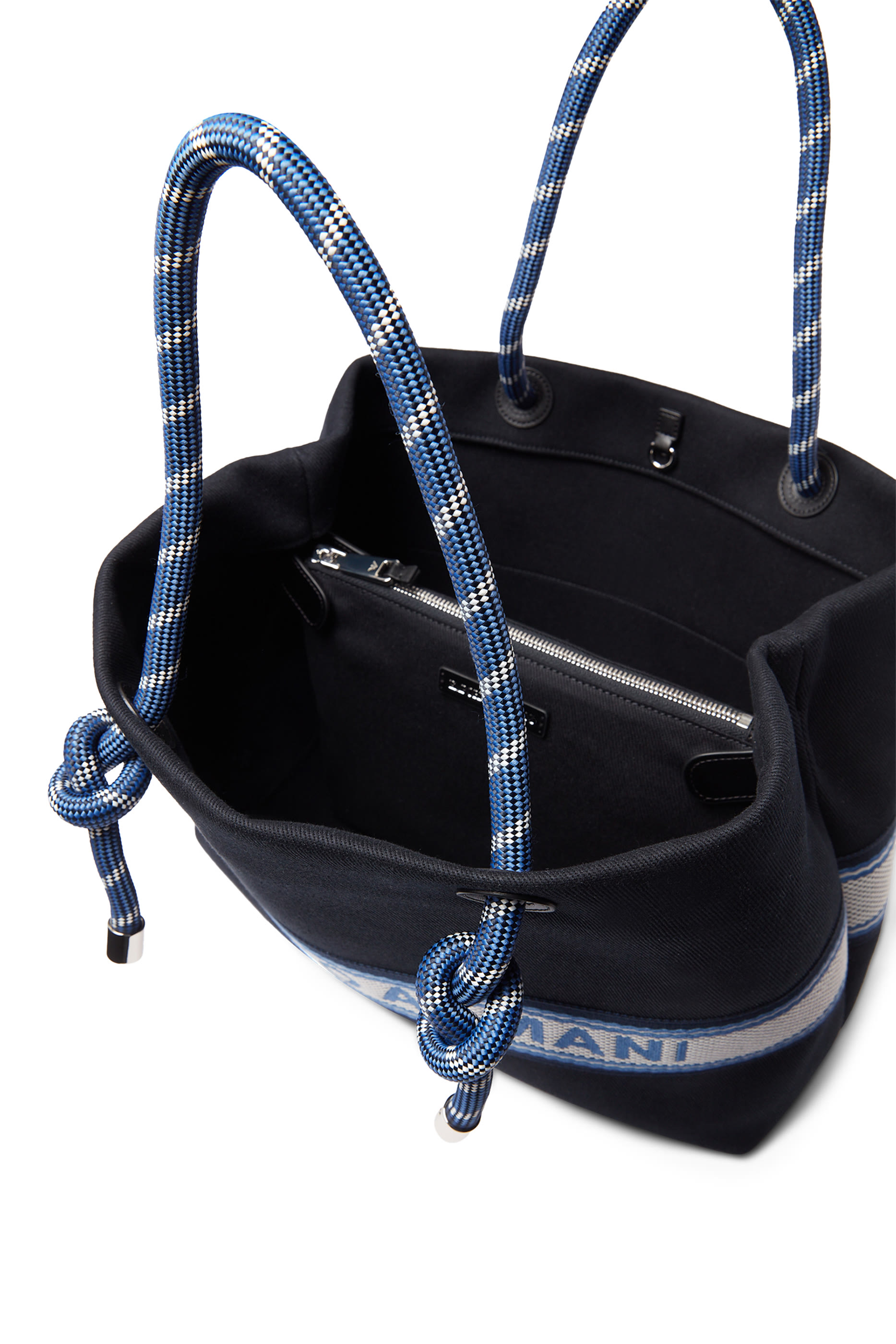 حقيبة يد بشريط بشعار الماركة