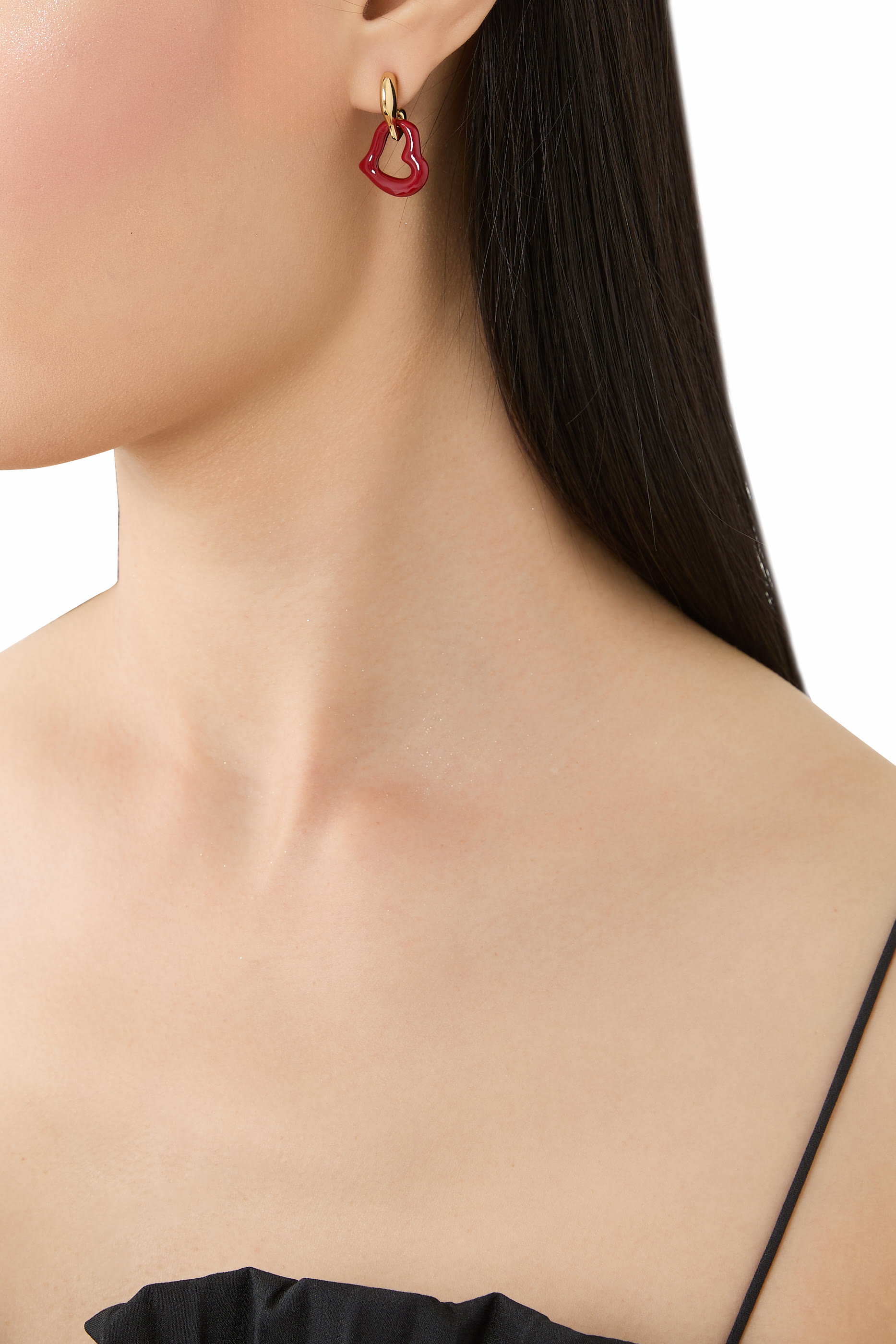 أقراط أمور متدلية مزينة بمينا، معدن مطلي