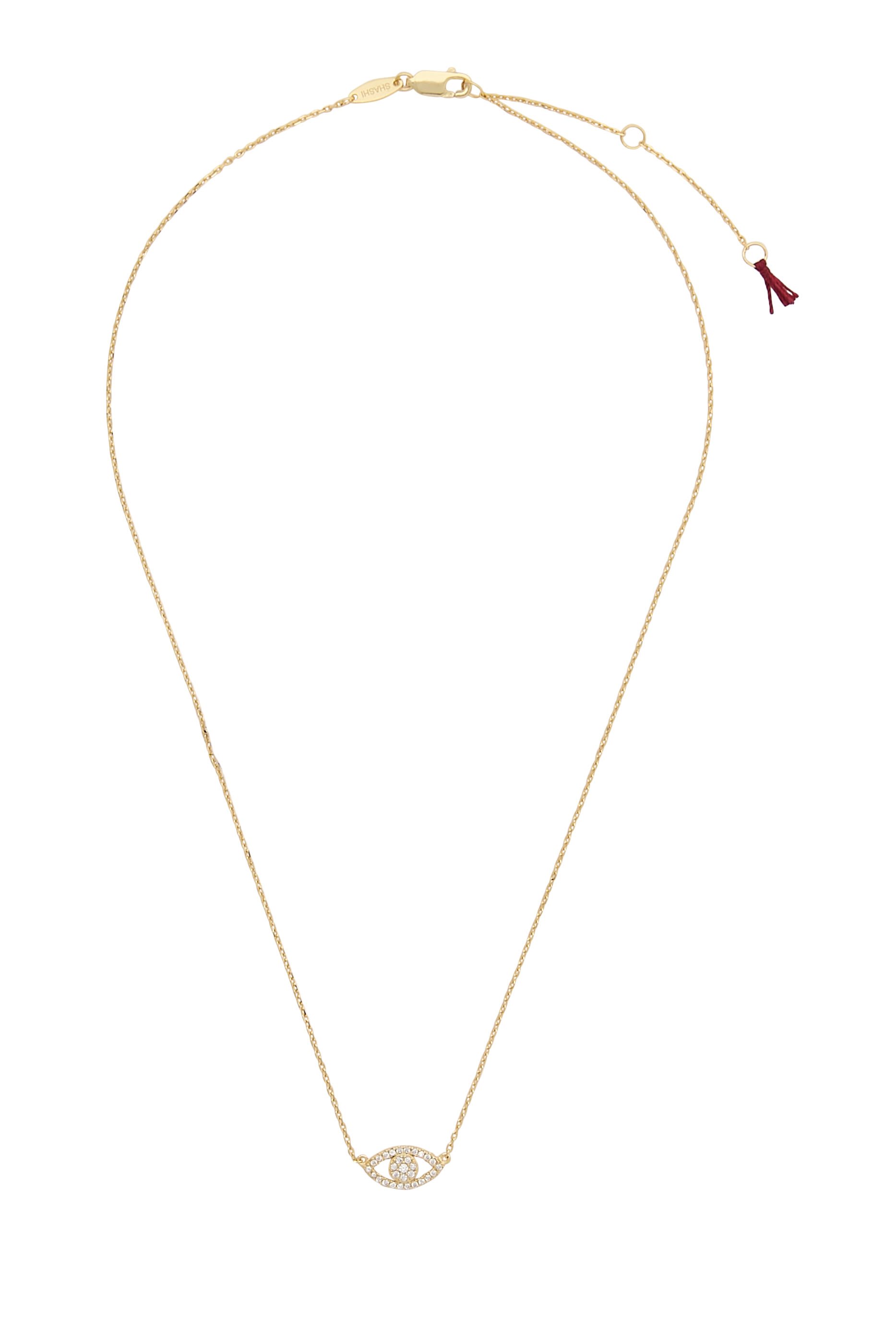 قلادة بدلاية بتصميم عين حسود مرصعة بأحجار زركونيا مكعبة، نحاس مطلي بالذهب عيار 14 قيراط